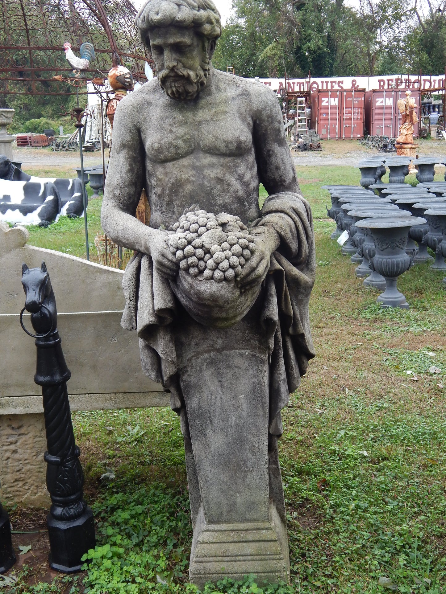 Fiberglass Statue - Pair Roman Stone Dust Set Hand Carved-Jantiques LLC.