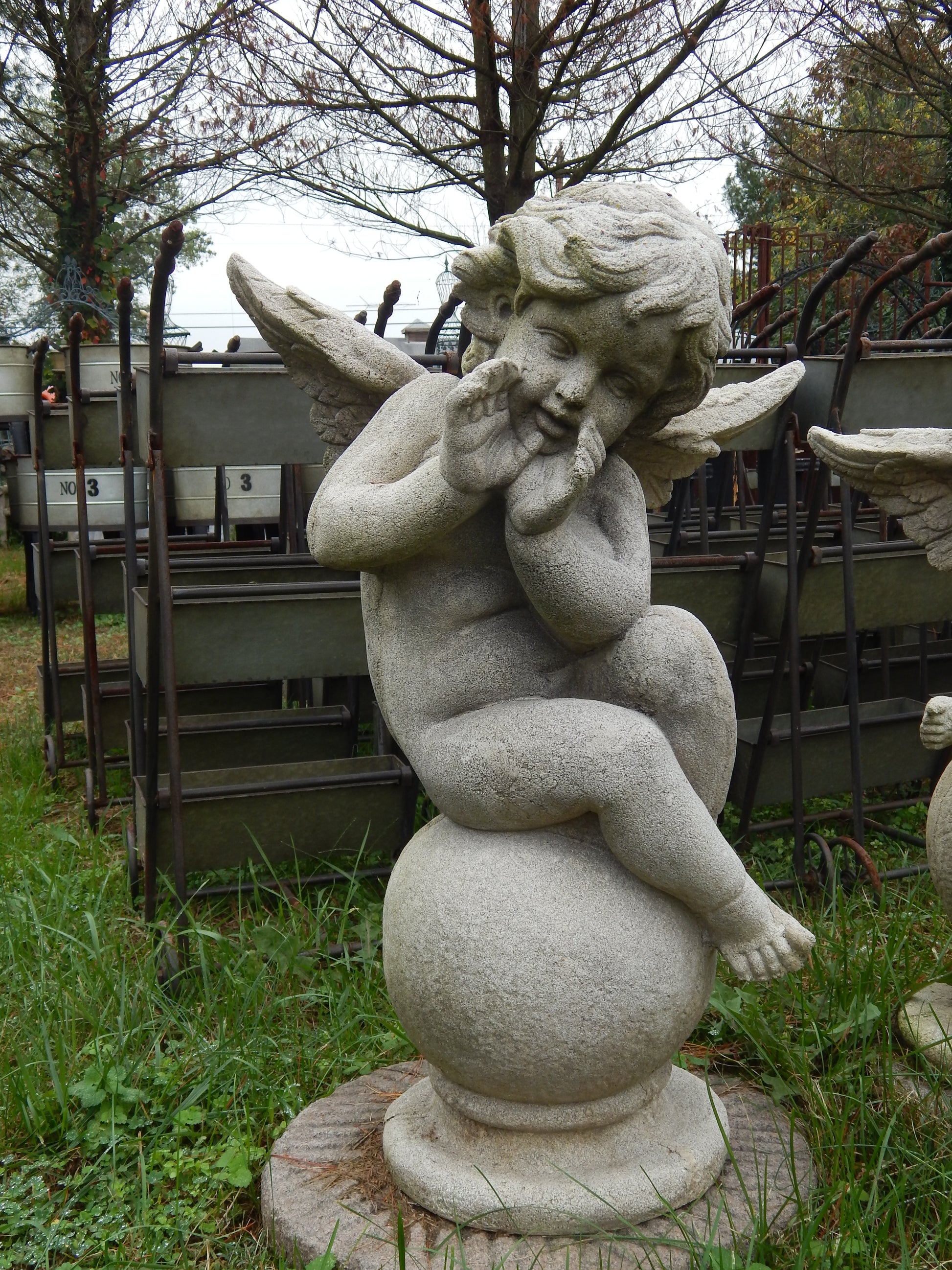 Fiberglass Statue - Set of 4 Cherub Angel Stone Dust-Jantiques LLC.