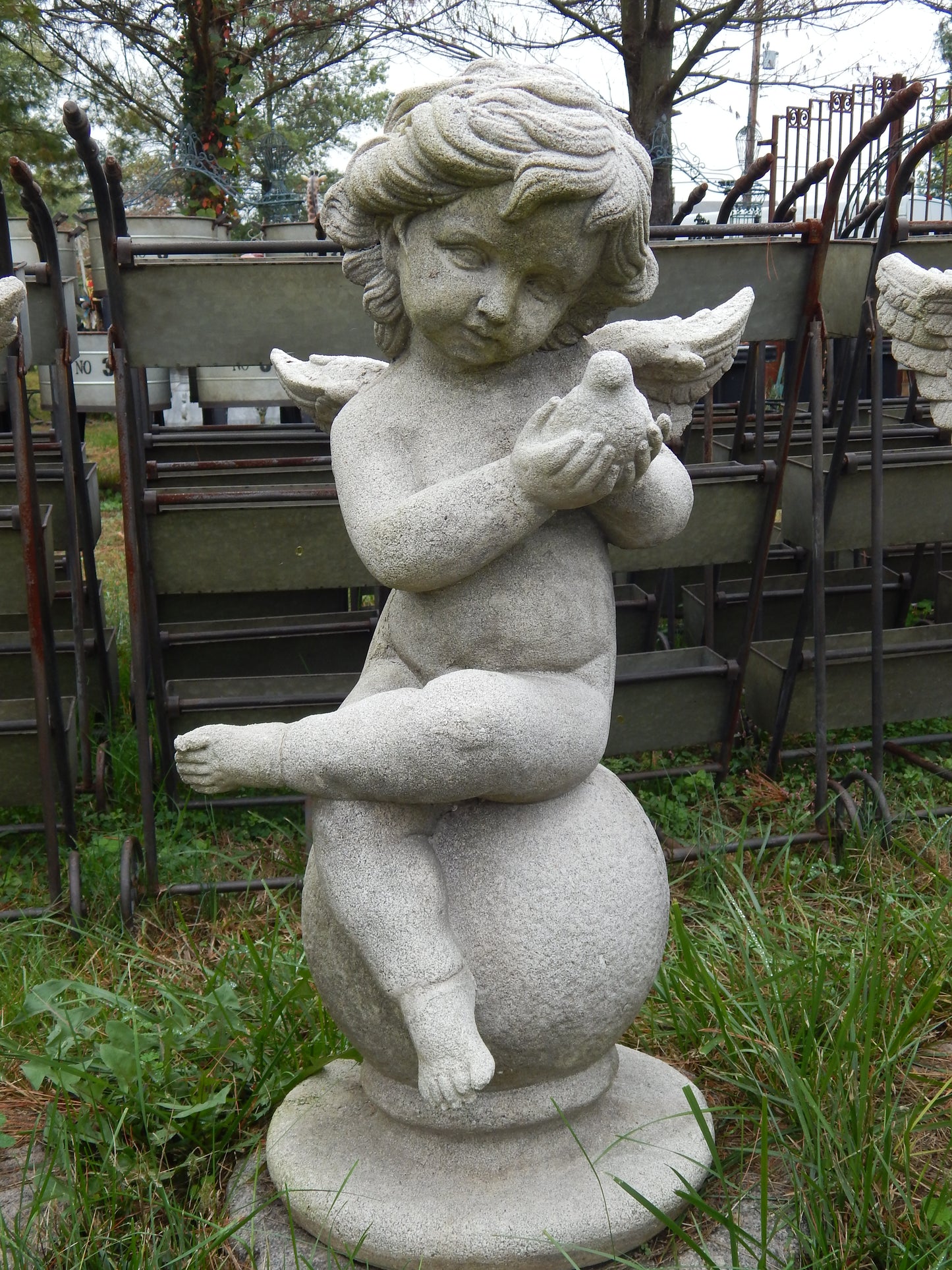 Fiberglass Statue - Set of 4 Cherub Angel Stone Dust-Jantiques LLC.