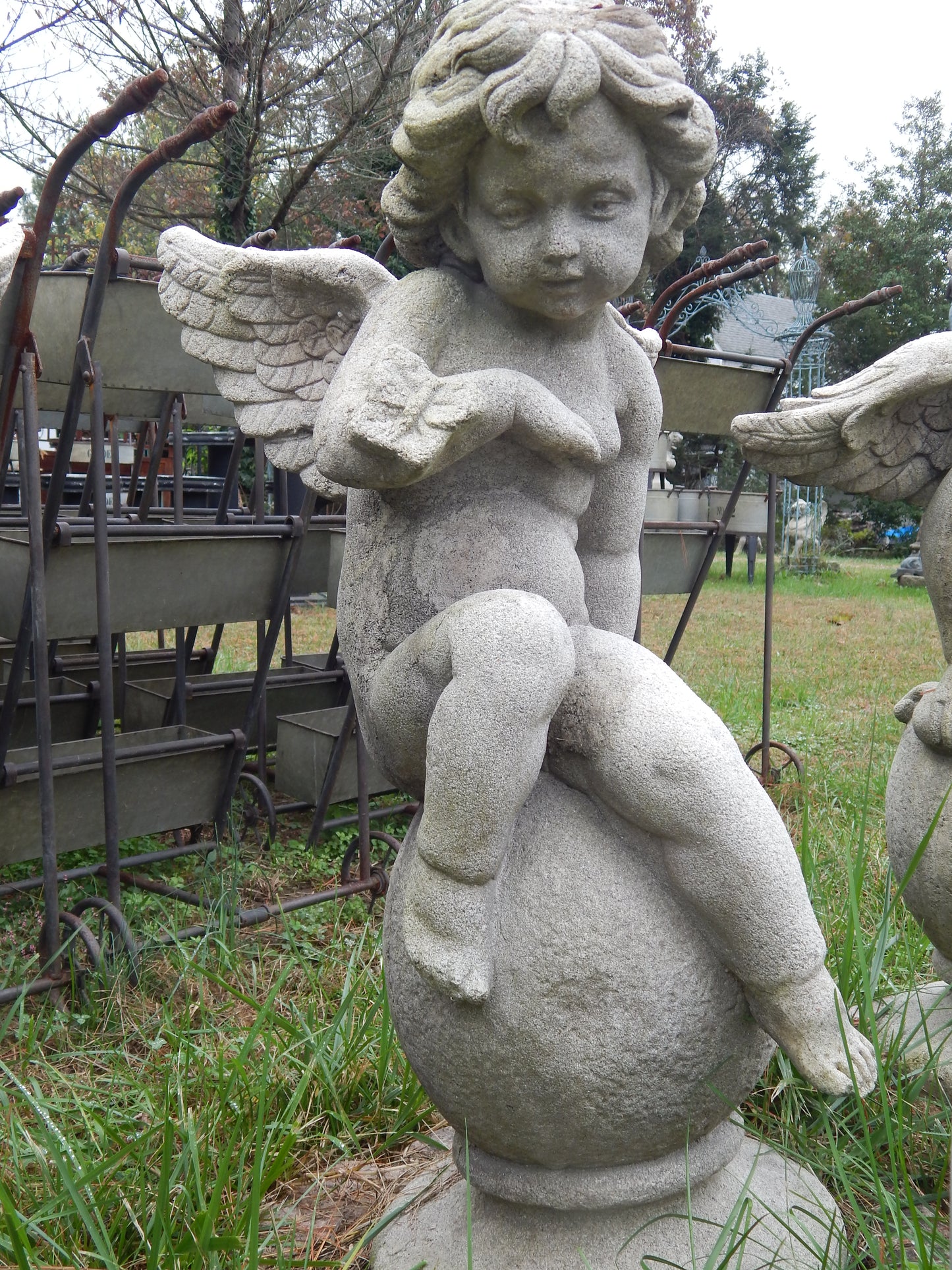 Fiberglass Statue - Set of 4 Cherub Angel Stone Dust-Jantiques LLC.