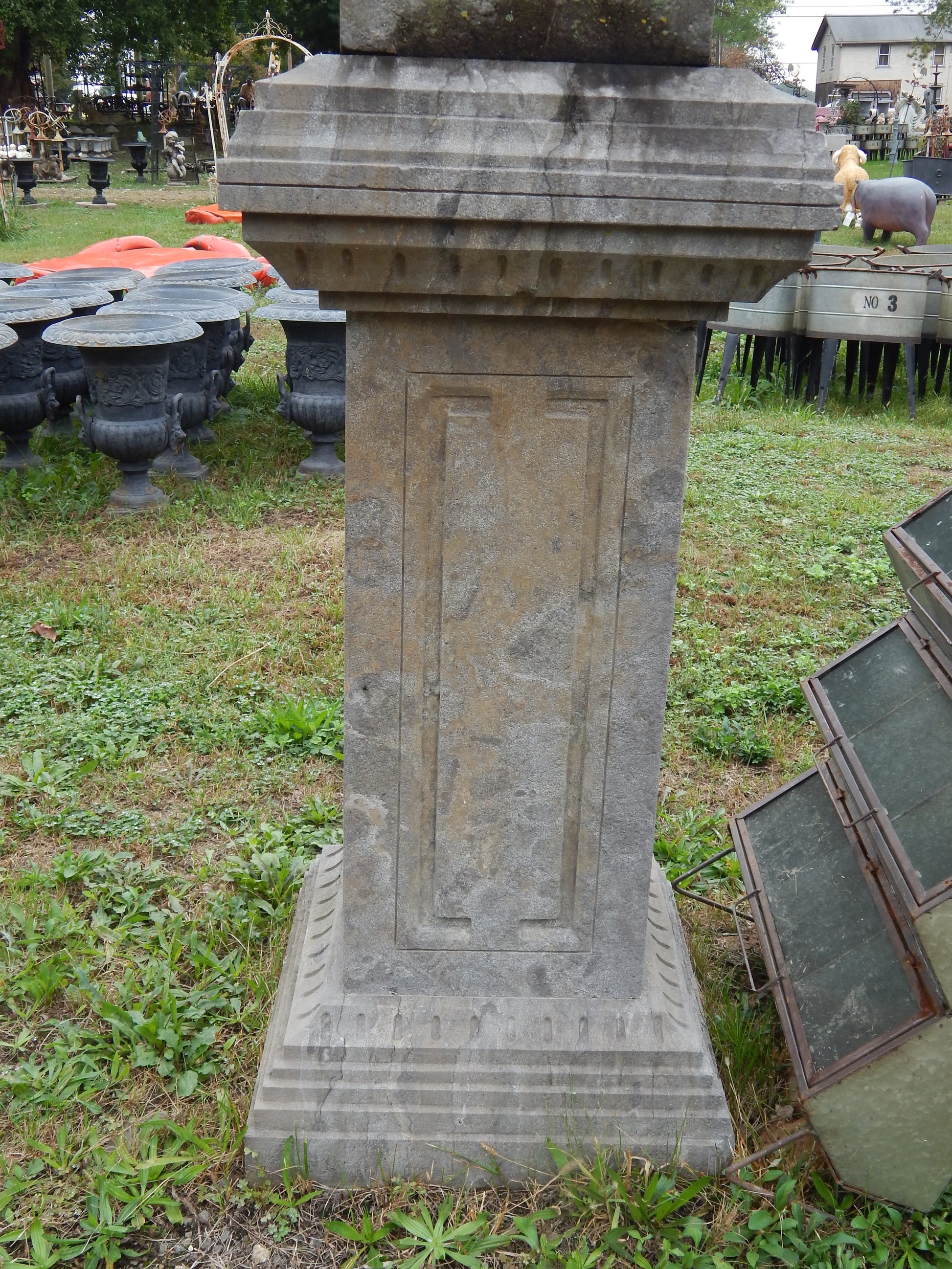 Stoned Planter- Pair Hand Carved Drive Way Pediment Urn-Jantiques LLC.