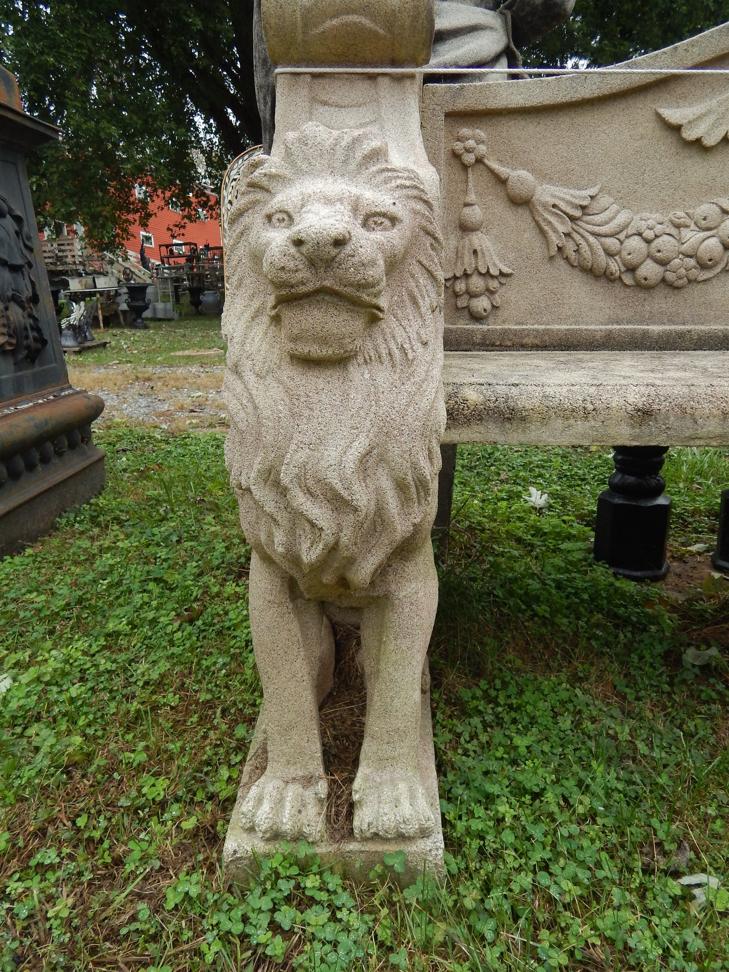 Garden Bench - Stone Dust Hand Carved Griffin Style Garden Bench-Jantiques LLC.