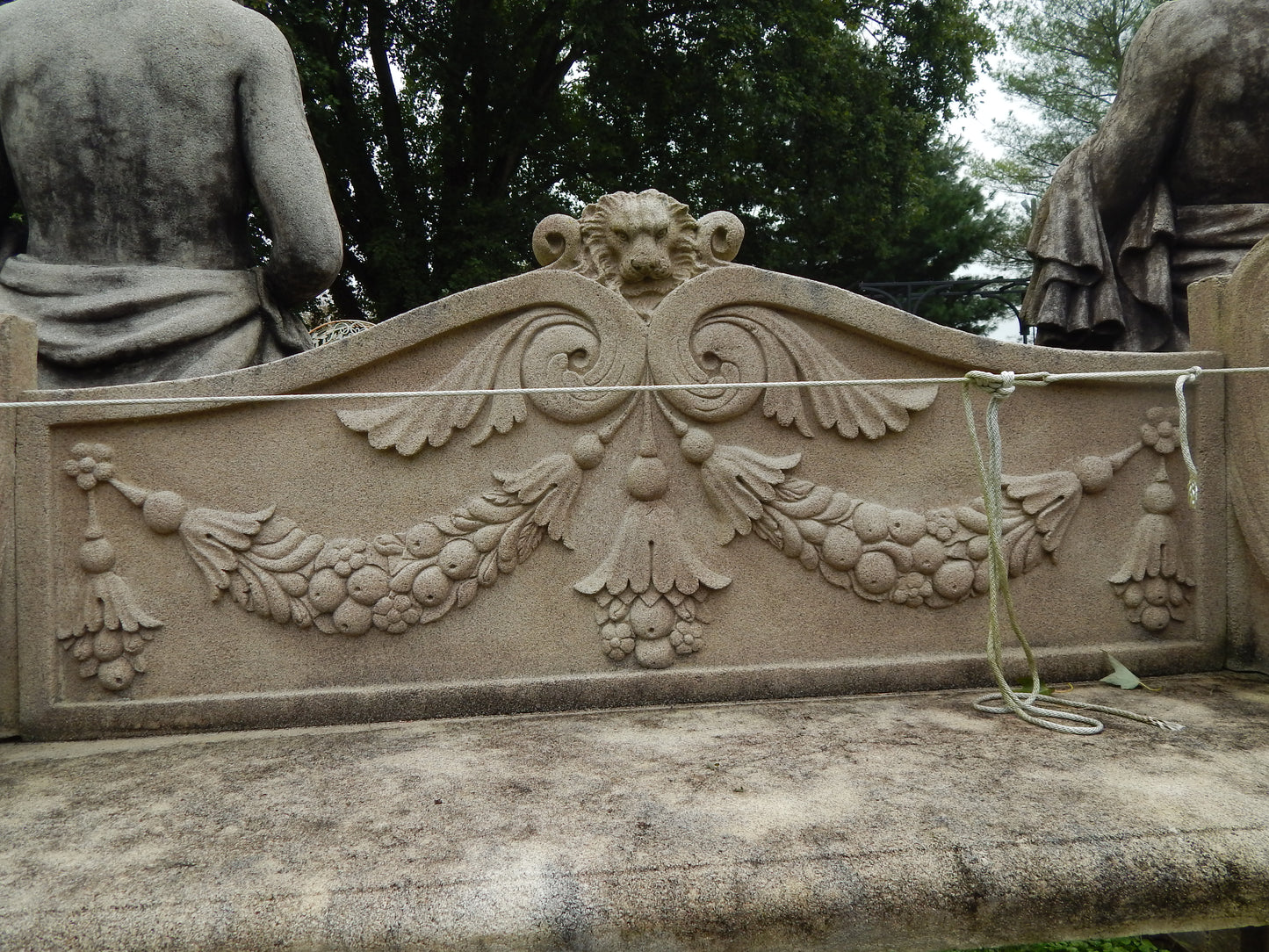 Garden Bench - Stone Dust Hand Carved Griffin Style Garden Bench-Jantiques LLC.