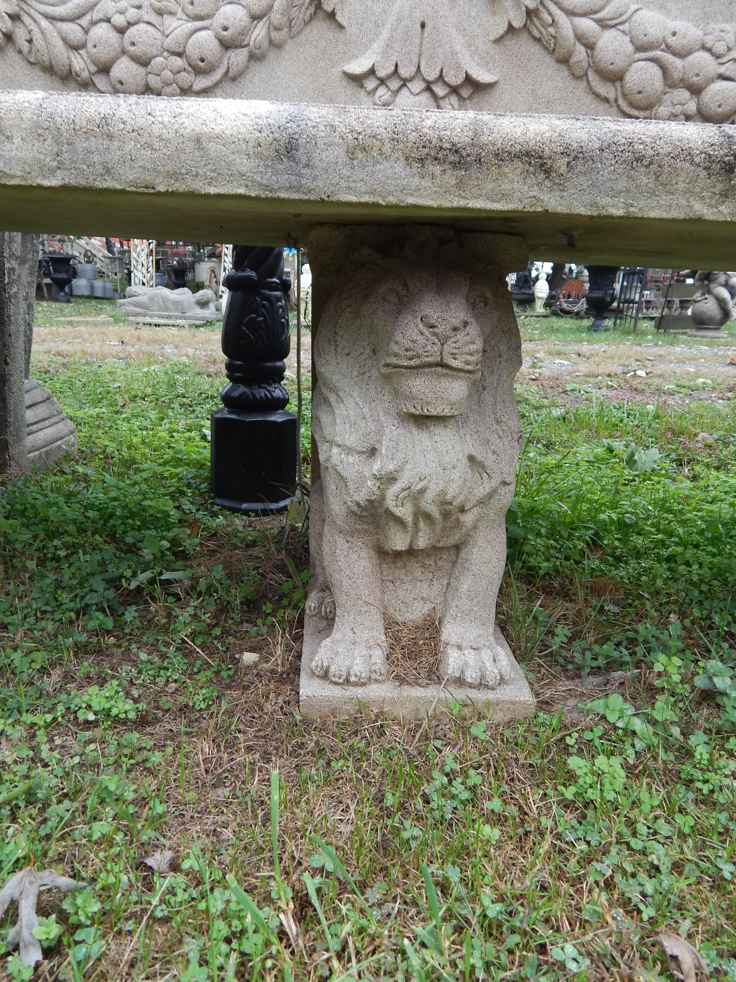 Garden Bench - Stone Dust Hand Carved Griffin Style Garden Bench-Jantiques LLC.