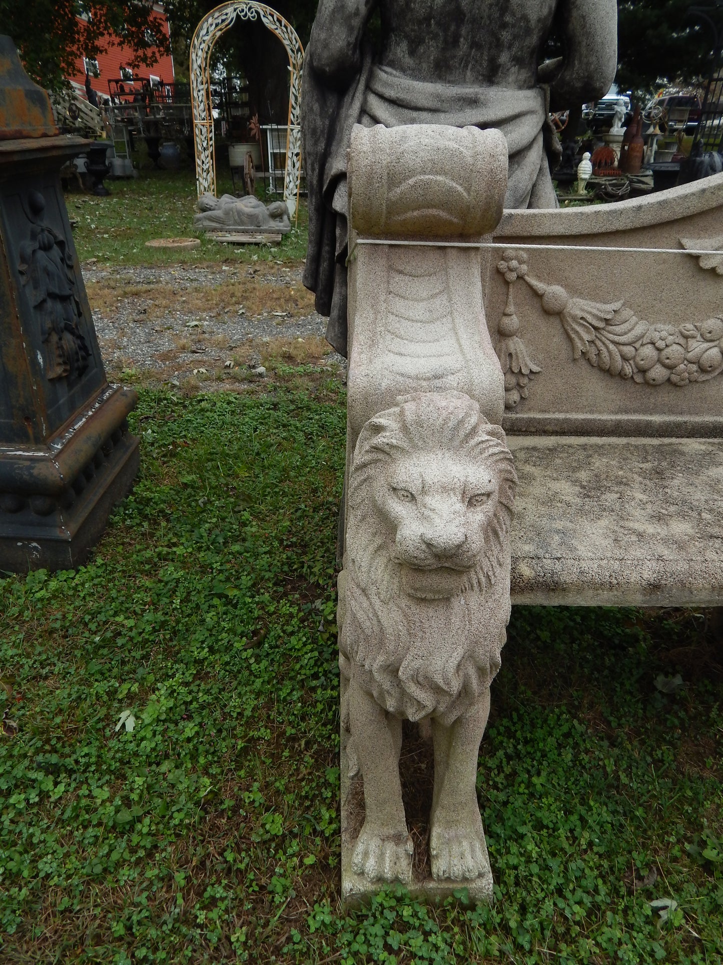 Garden Bench - Stone Dust Hand Carved Griffin Style Garden Bench-Jantiques LLC.