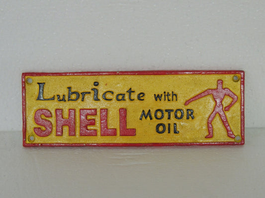 Cast Iron Sign - SHELL "Lubricate with Shell"-Jantiques LLC.