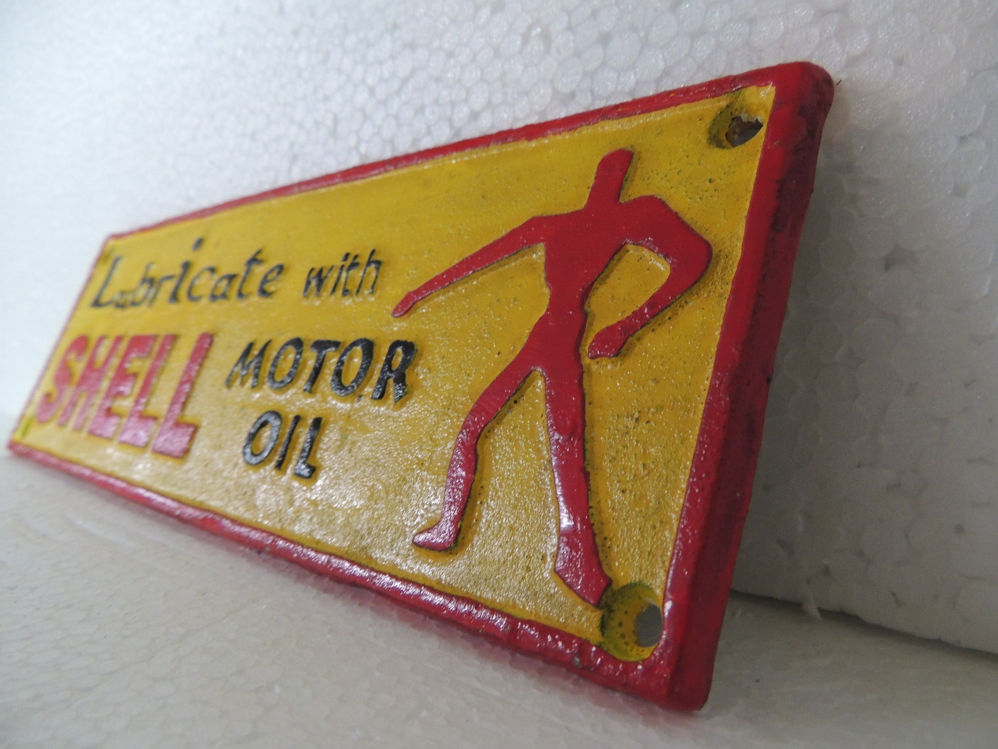 Cast Iron Sign - SHELL "Lubricate with Shell"-Jantiques LLC.