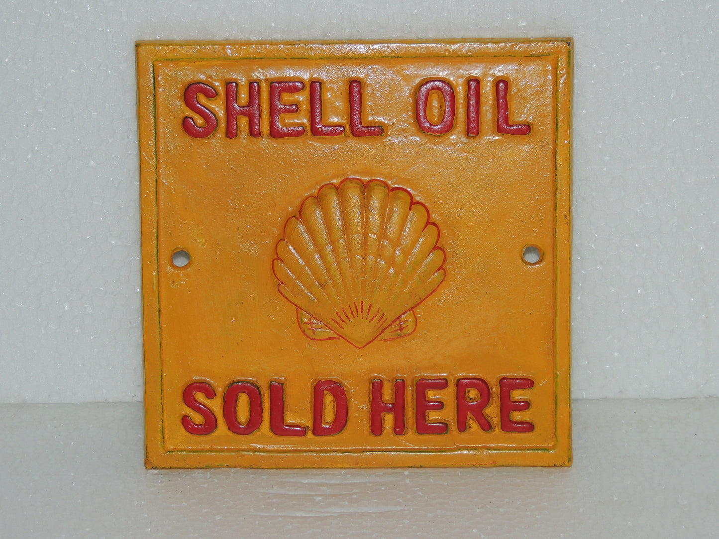 Cast Iron Sign - Square "SHELL OIL SOLD HERE"-Jantiques LLC.