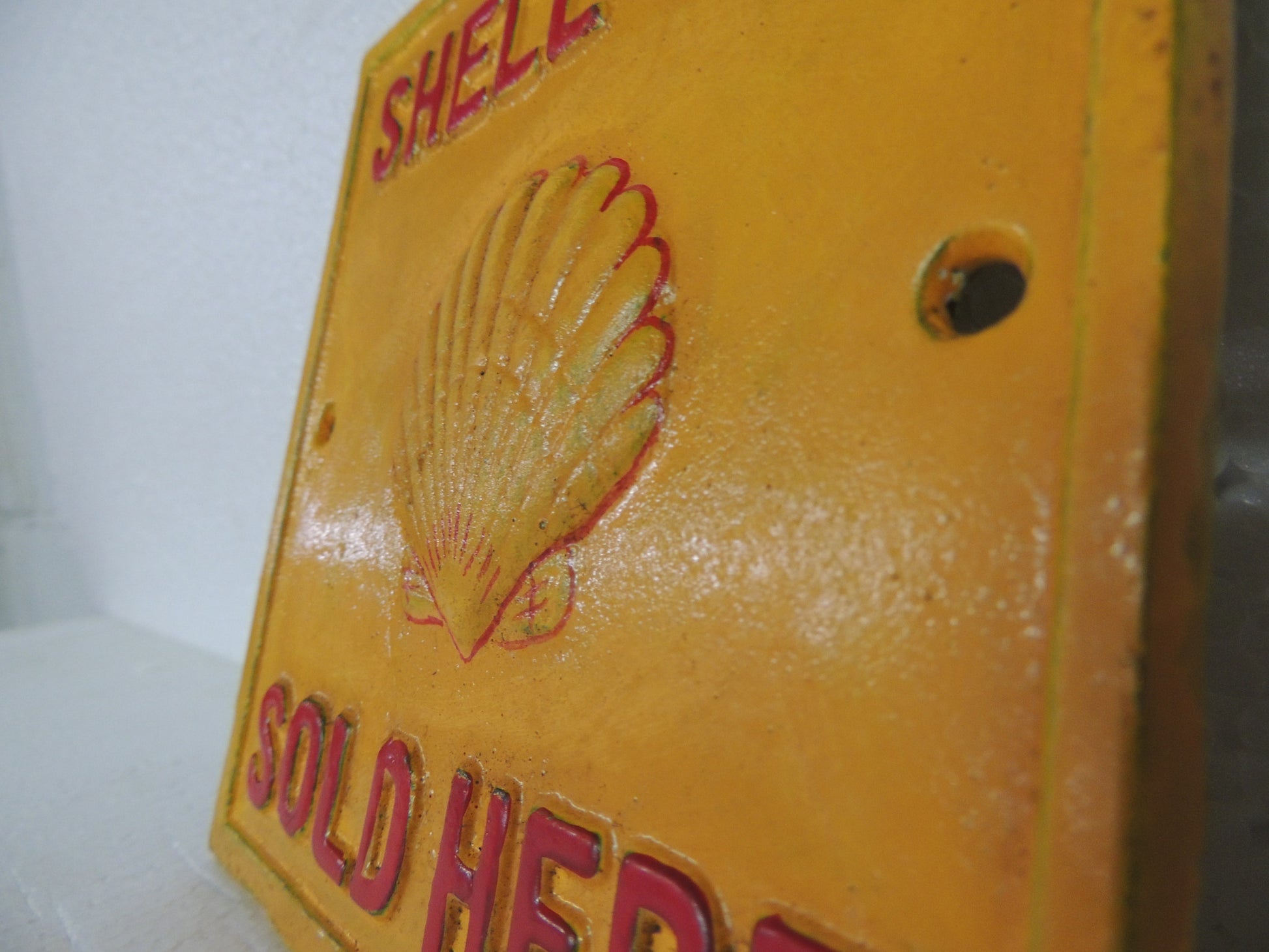 Cast Iron Sign - Square "SHELL OIL SOLD HERE"-Jantiques LLC.