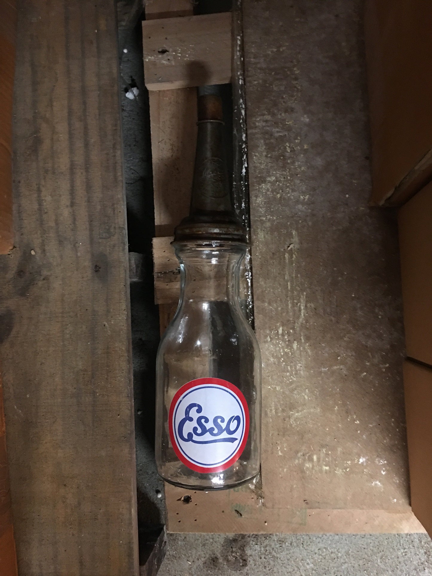 GLASS OIL BOTTLE - ESSO WITH LID CAP-Jantiques LLC.