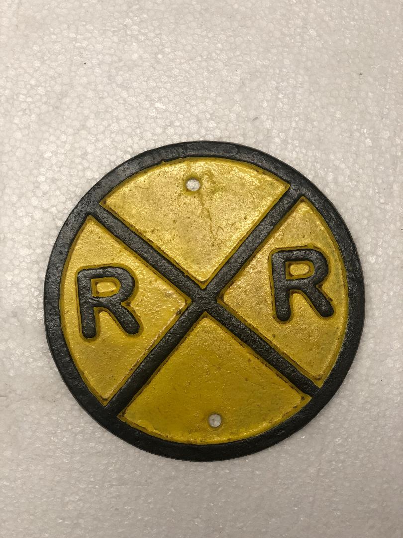 Railroad crossing cast iron sign-Jantiques LLC.