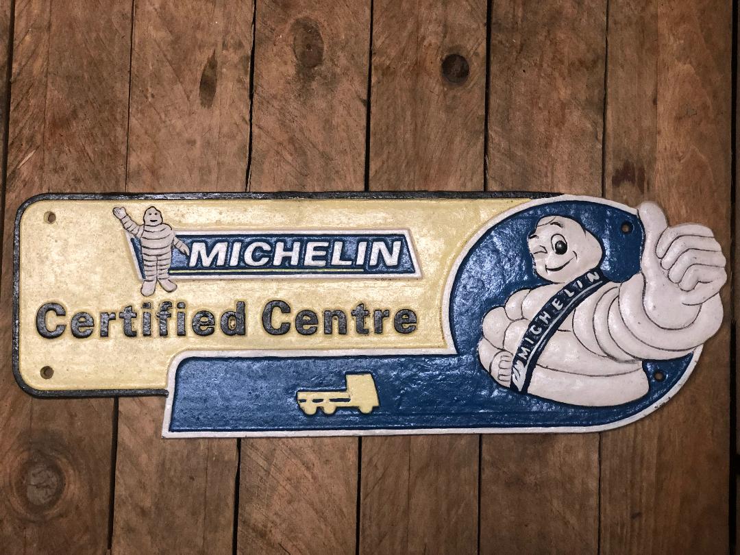 cast iron sign - '' Michelin certified centre''-Jantiques LLC.