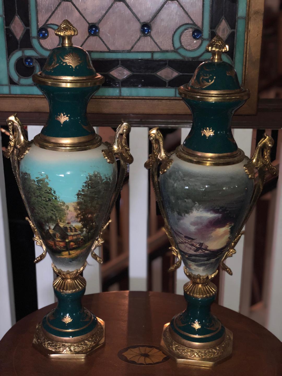 french style sevres urns-Jantiques LLC.