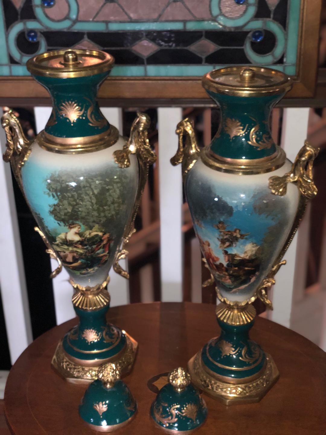 french style sevres urns-Jantiques LLC.