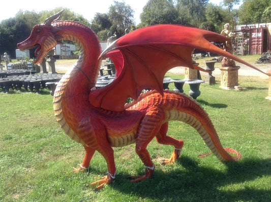 Statue - Life Size Red Dragon-Jantiques LLC.