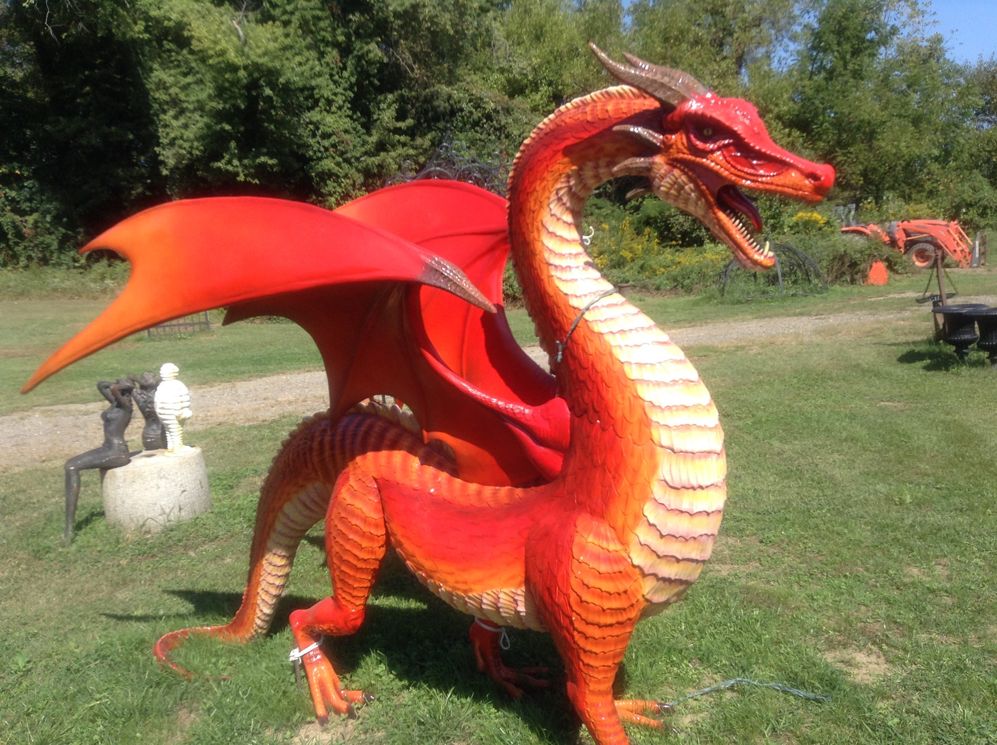 Statue - Life Size Red Dragon-Jantiques LLC.