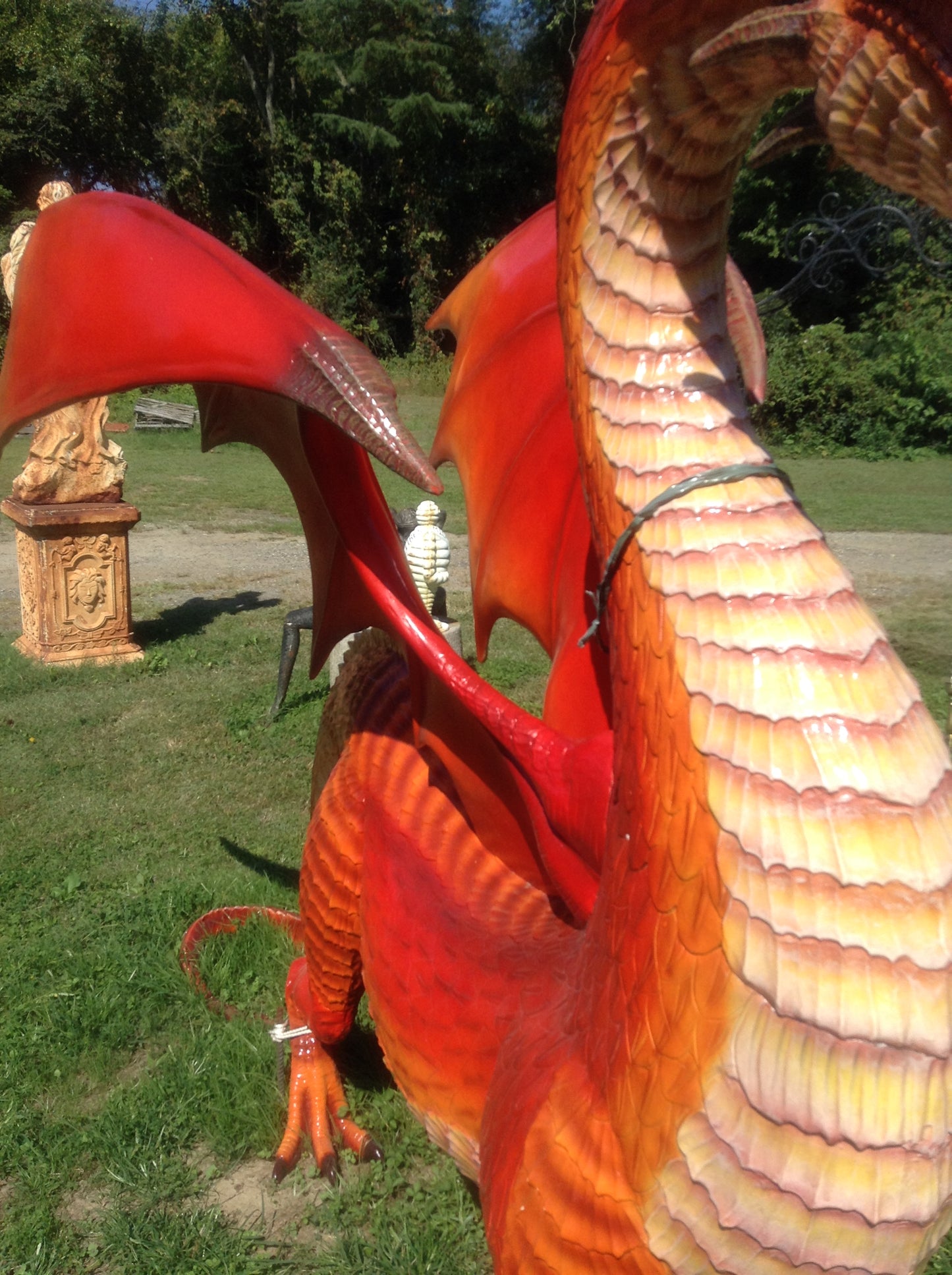 Statue - Life Size Red Dragon-Jantiques LLC.