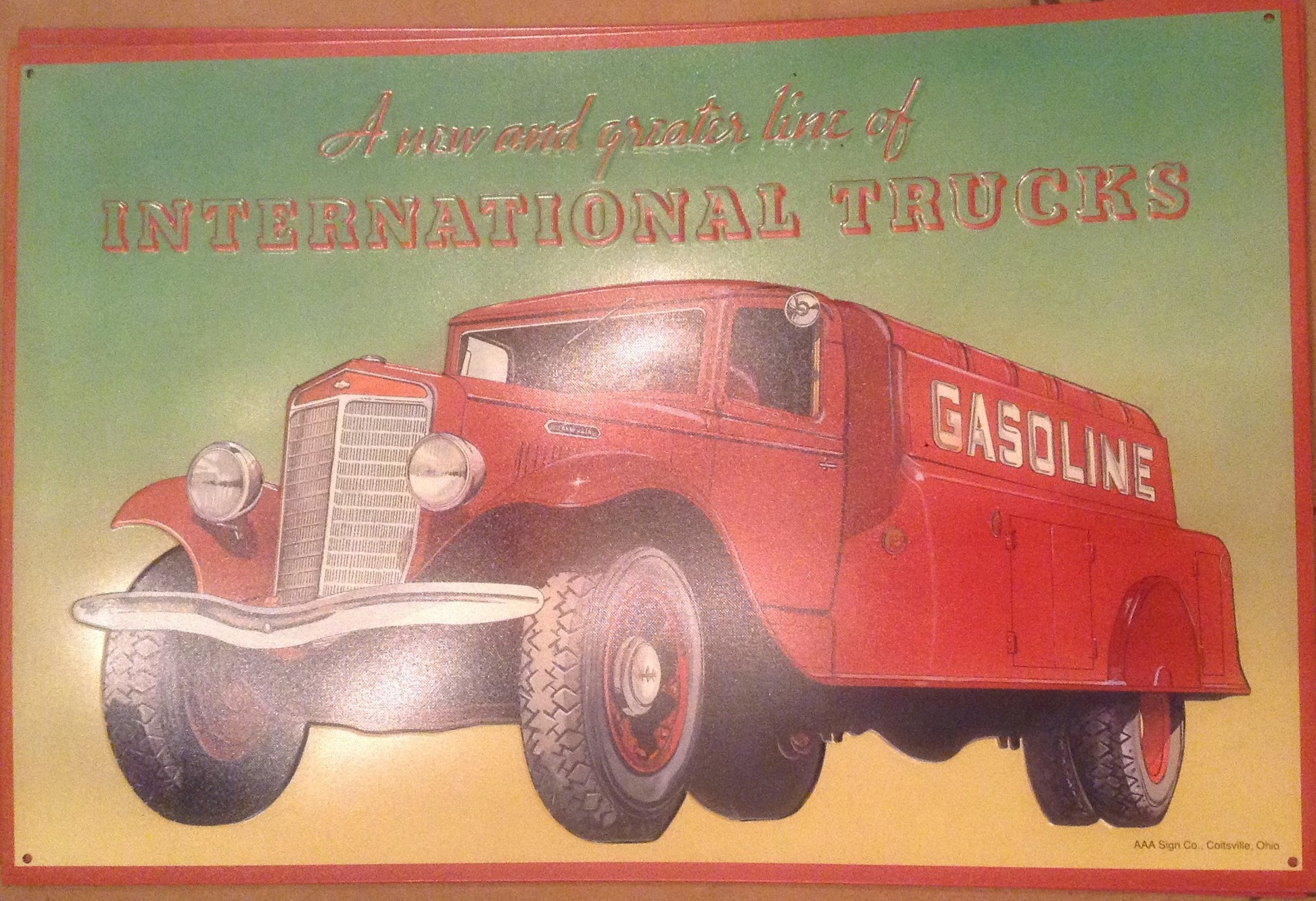 Flat Tin Sign - International Truck-Jantiques LLC.