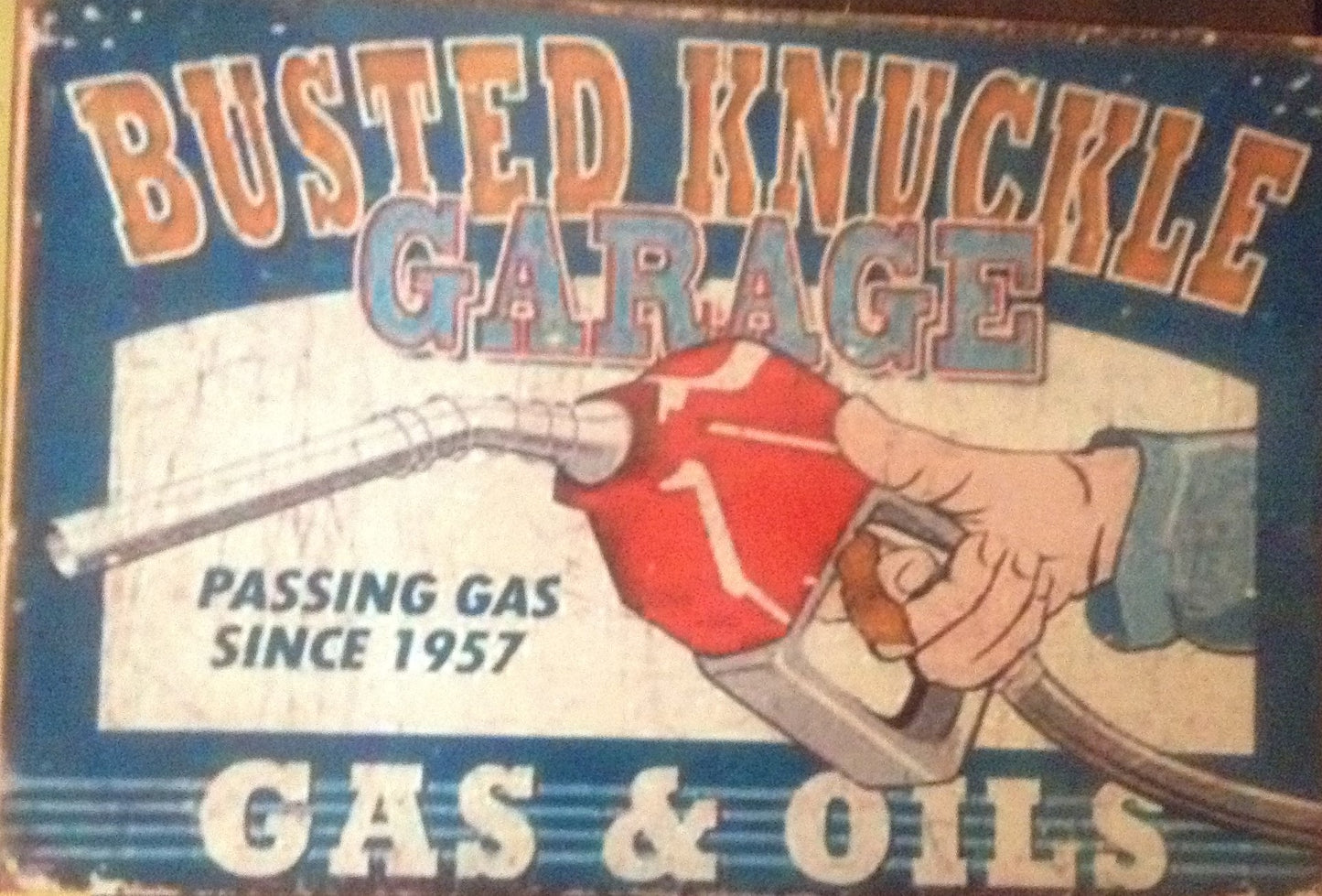 Flat Tin Sign - "Busted Knuckle Garage"-Jantiques LLC.