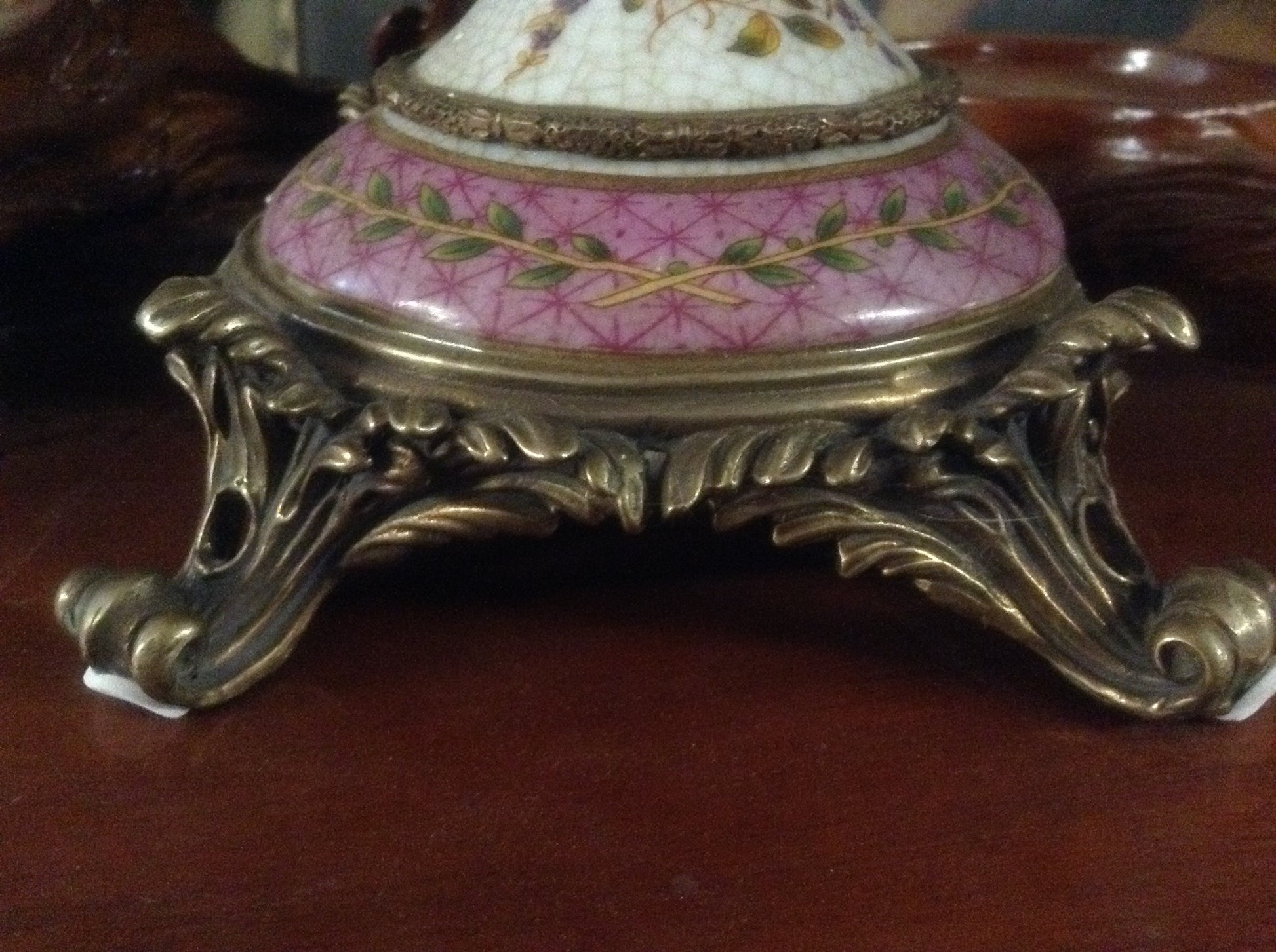 Sevres Porcelain - Pink French Style Bowl w/ Gilt Bronze Dragonfly Handle-Jantiques LLC.