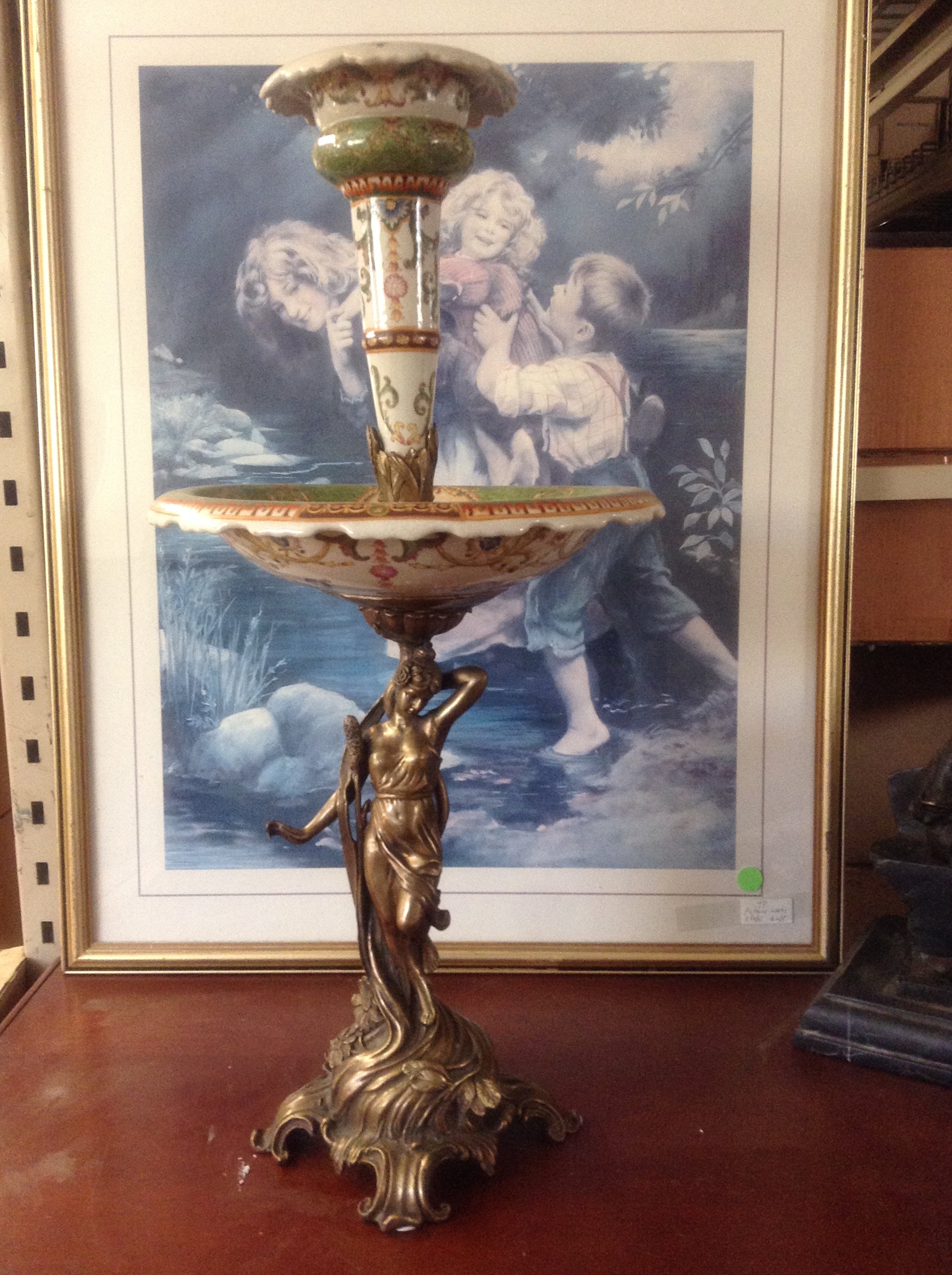 Sevres Porcelain - Green French Style Fountain Dish w/ Gilt Bronze Ormolu Lady-Jantiques LLC.