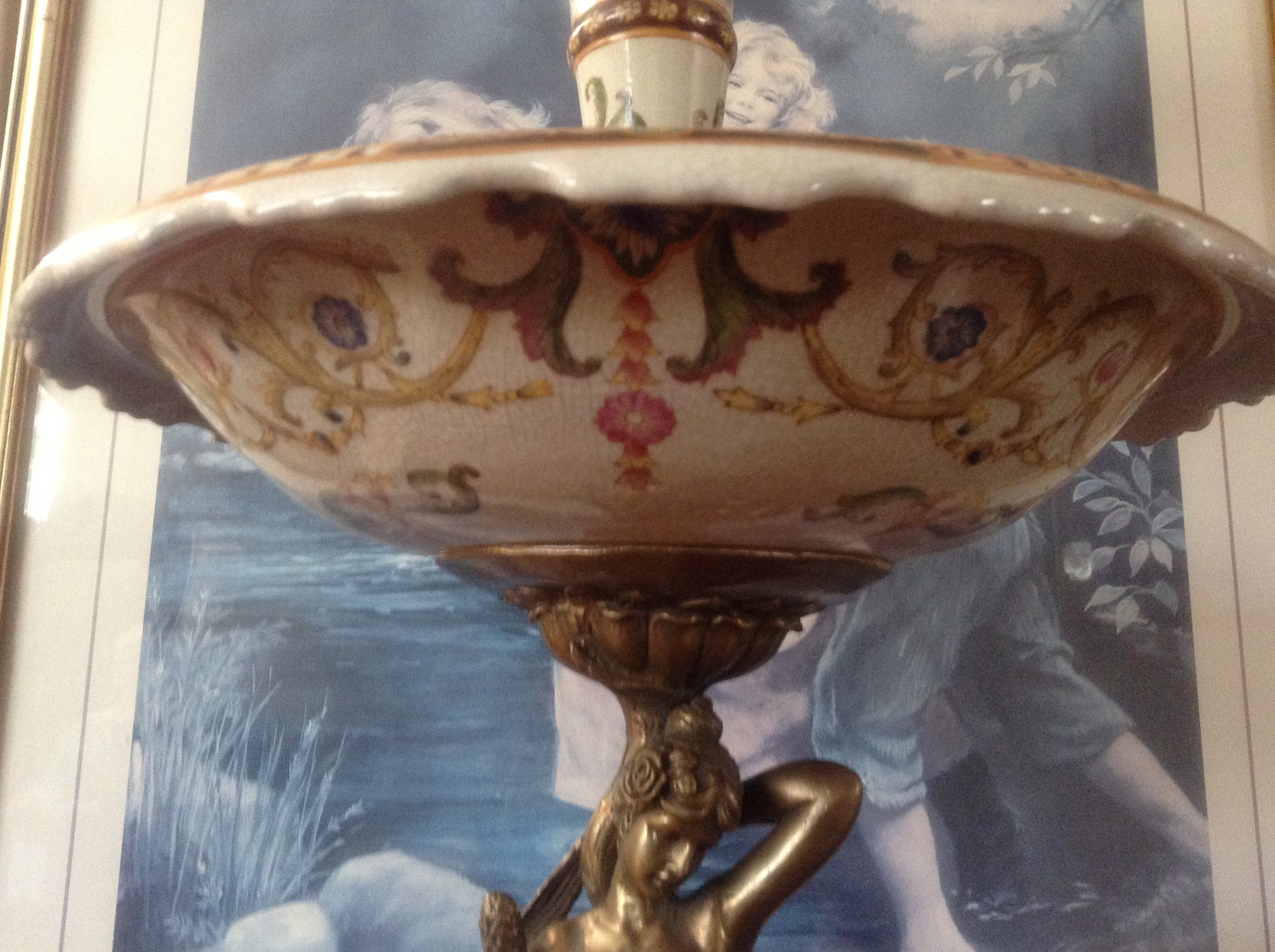 Sevres Porcelain - Green French Style Fountain Dish w/ Gilt Bronze Ormolu Lady-Jantiques LLC.