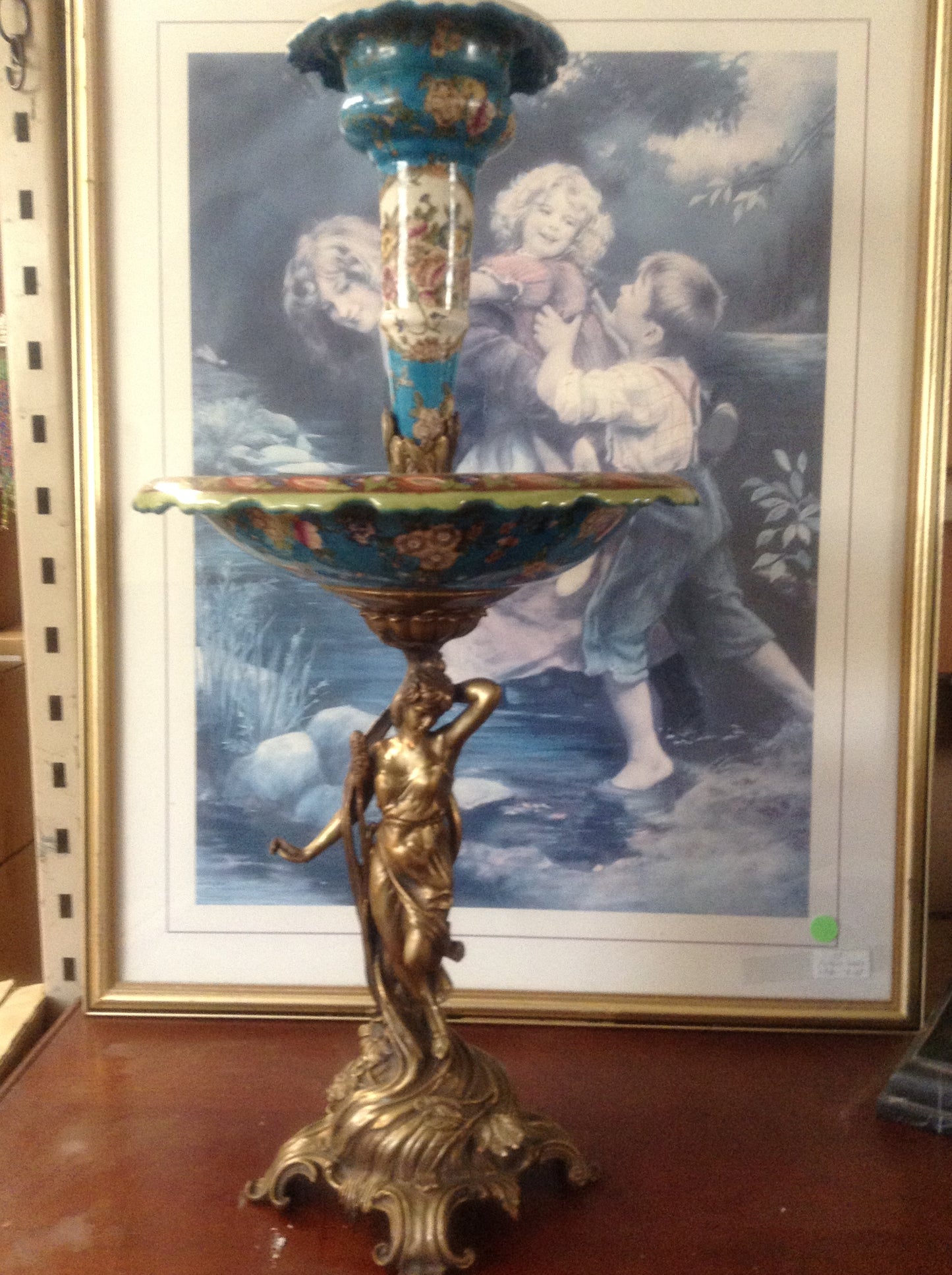 Sevres Porcelain - Blue French Style Fountain Dish w/ Gilt Bronze Ormolu Lady-Jantiques LLC.