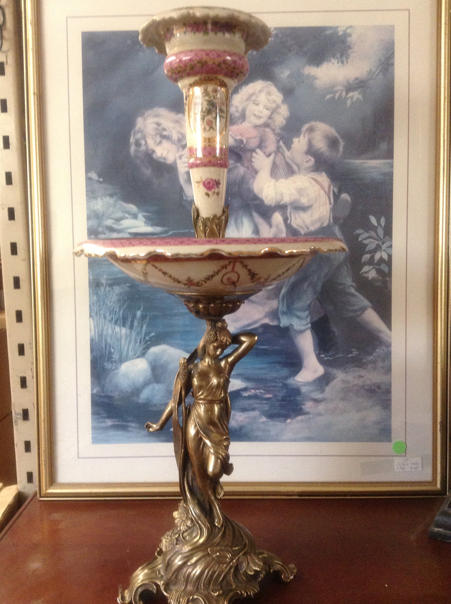 Sevres Porcelain - Pink French Style Fountain Dish w/ Gilt Bronze Ormolu Lady-Jantiques LLC.