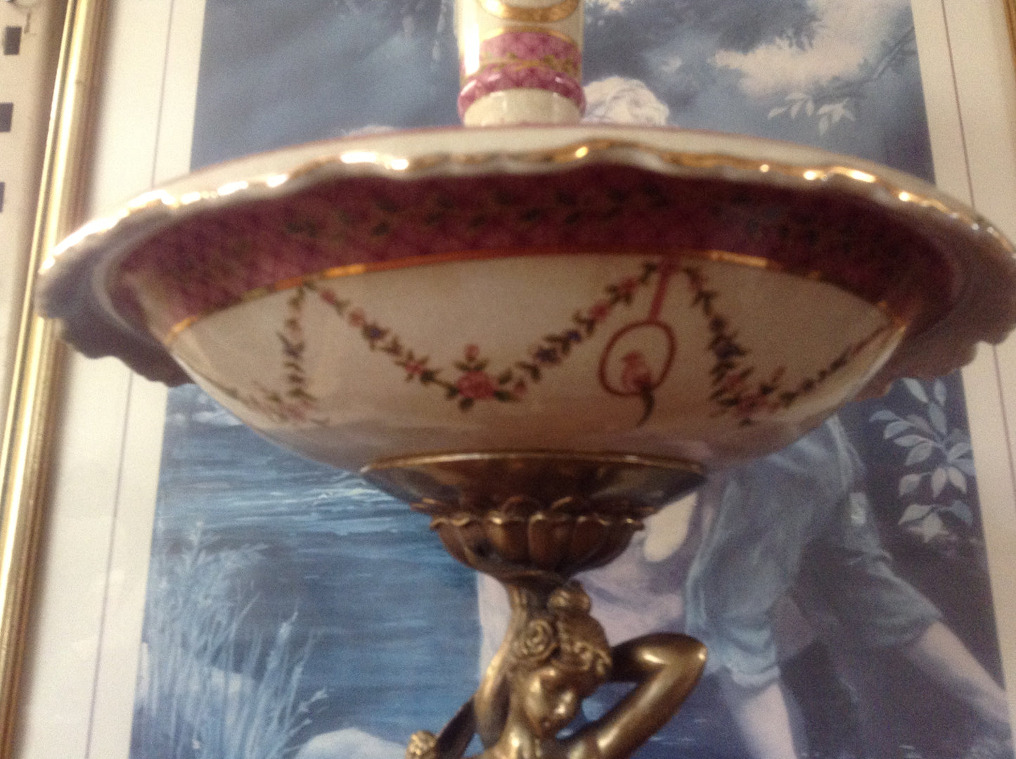 Sevres Porcelain - Pink French Style Fountain Dish w/ Gilt Bronze Ormolu Lady-Jantiques LLC.