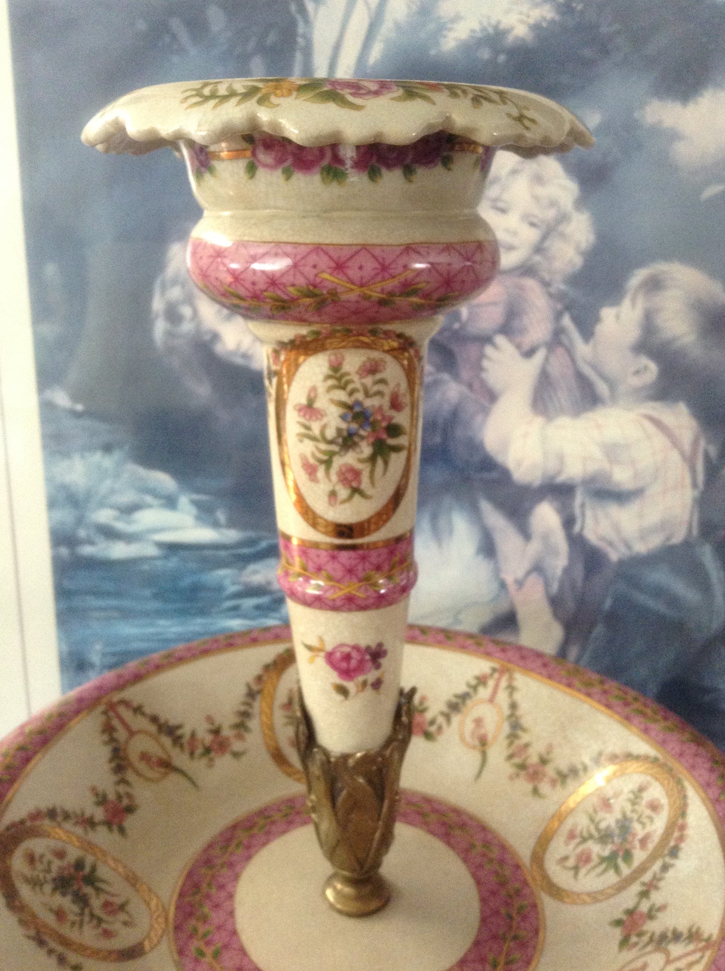 Sevres Porcelain - Pink French Style Fountain Dish w/ Gilt Bronze Ormolu Lady-Jantiques LLC.