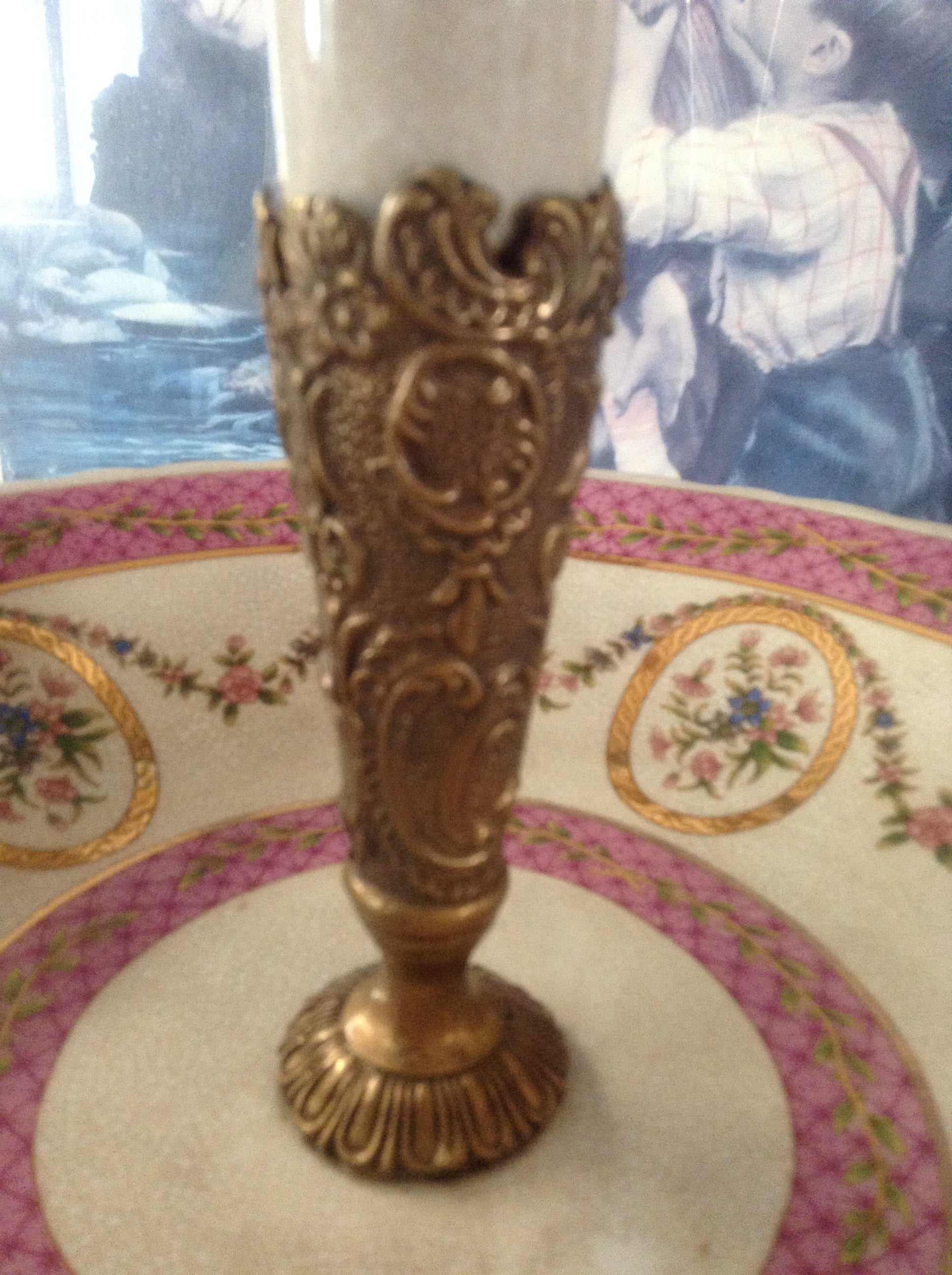 Sevres Porcelain - Pink French Style Fountain Dish w/ Gilt Bronze Cherub-Jantiques LLC.