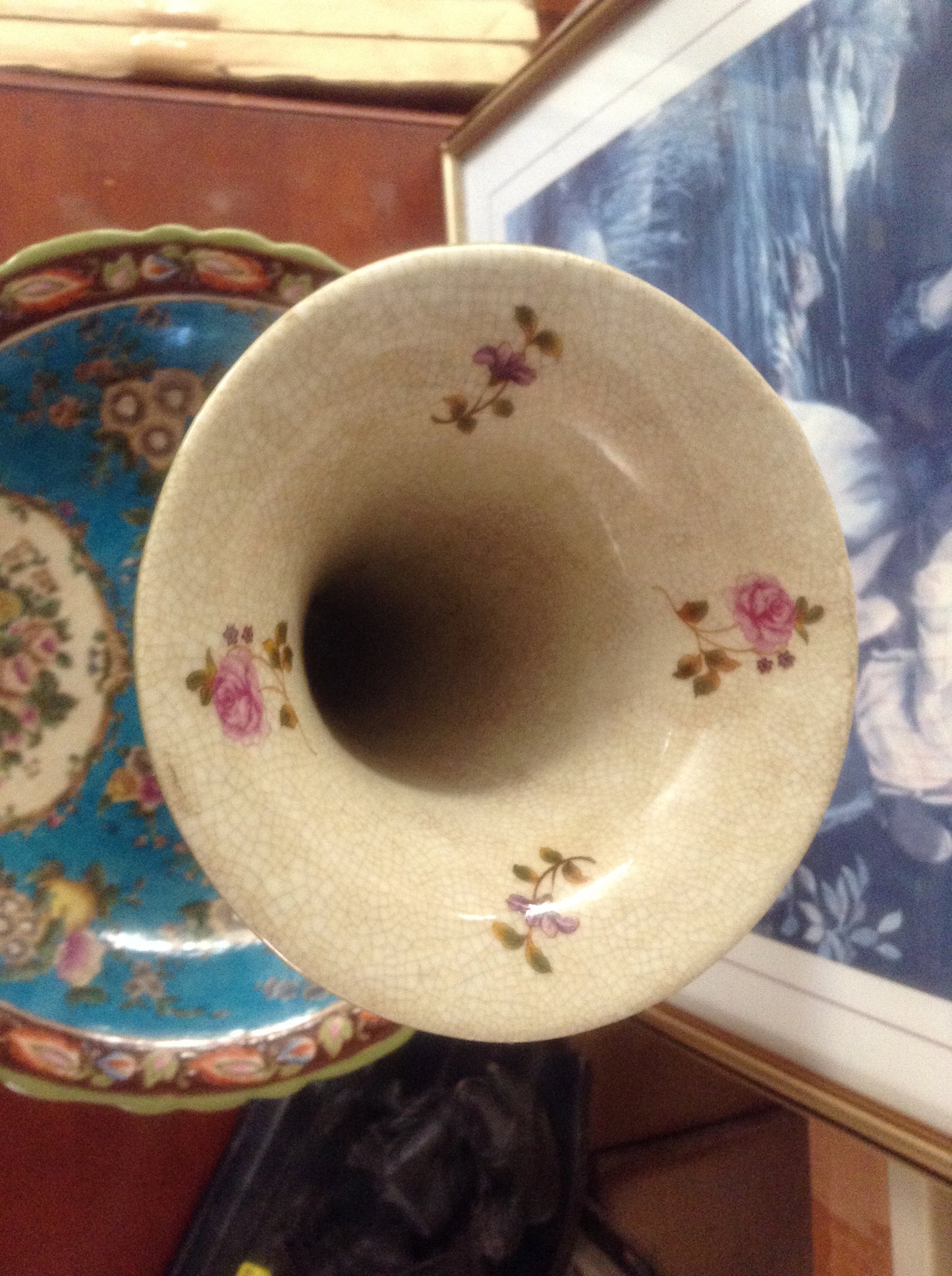 Sevres Porcelain - Blue French Style Fountain Dish w/ Gilt Bronze Cherub-Jantiques LLC.