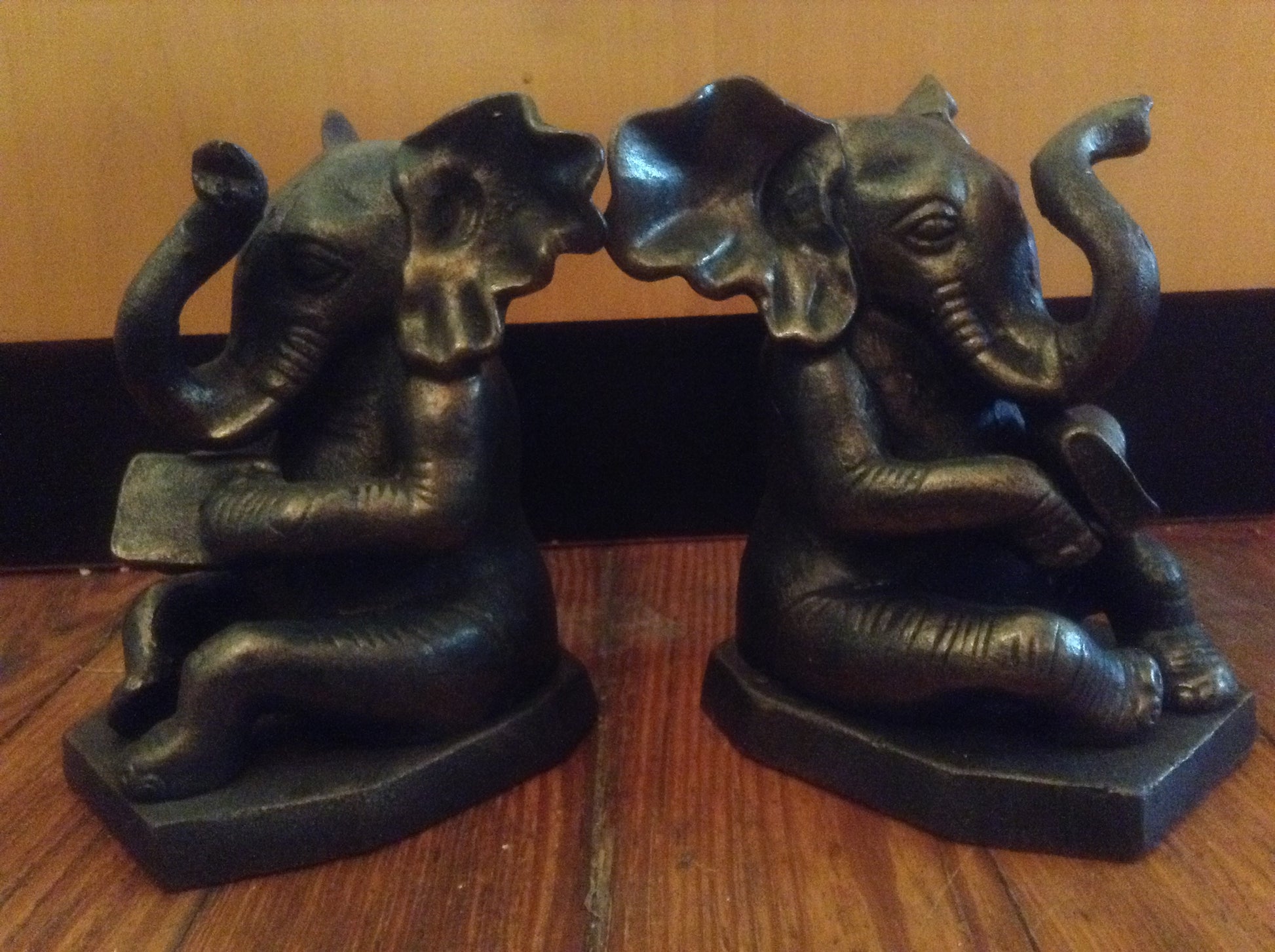 Bookends - Cast Iron Pair Heavy Elephant-Jantiques LLC.