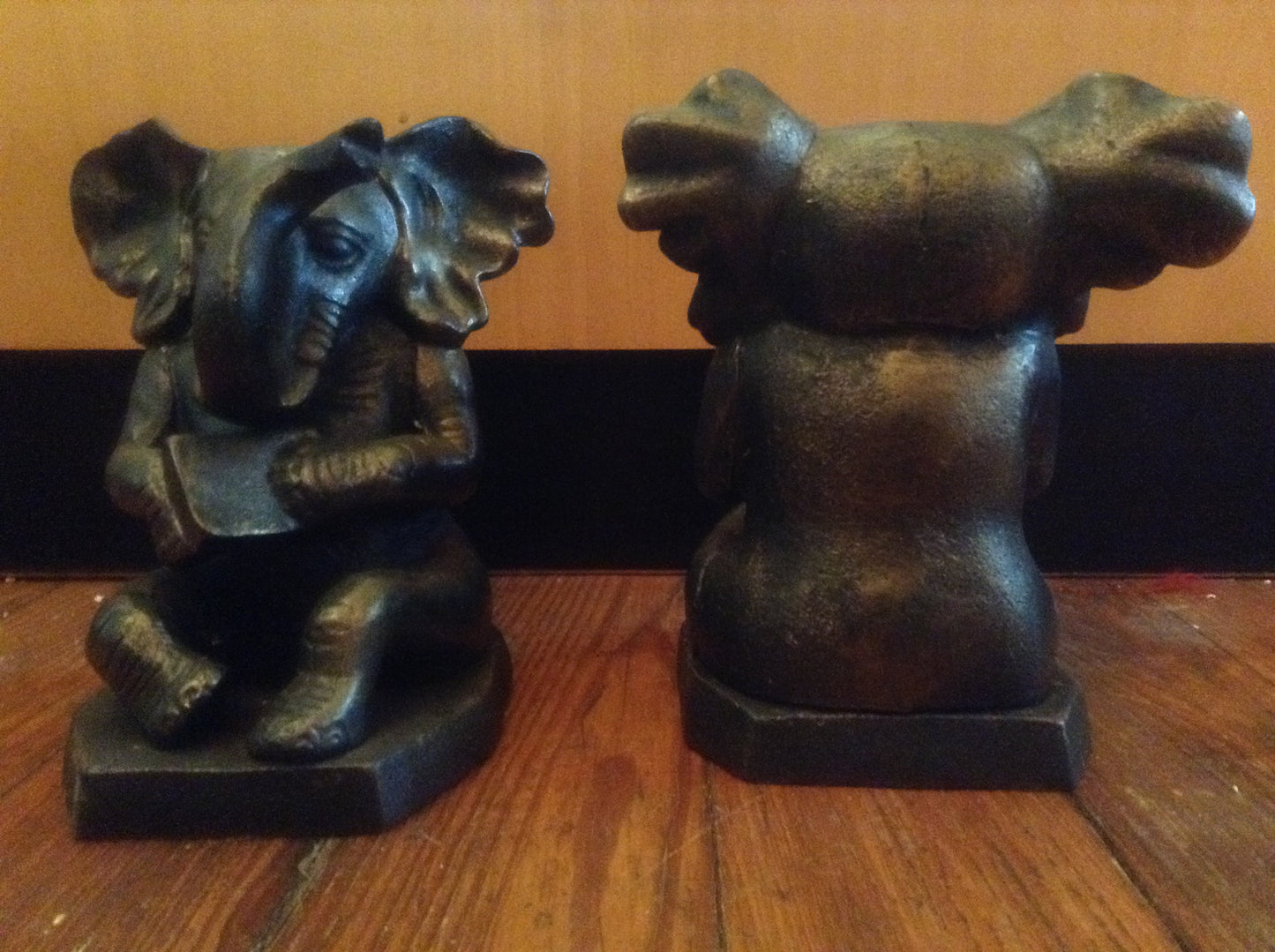 Bookends - Cast Iron Pair Heavy Elephant-Jantiques LLC.