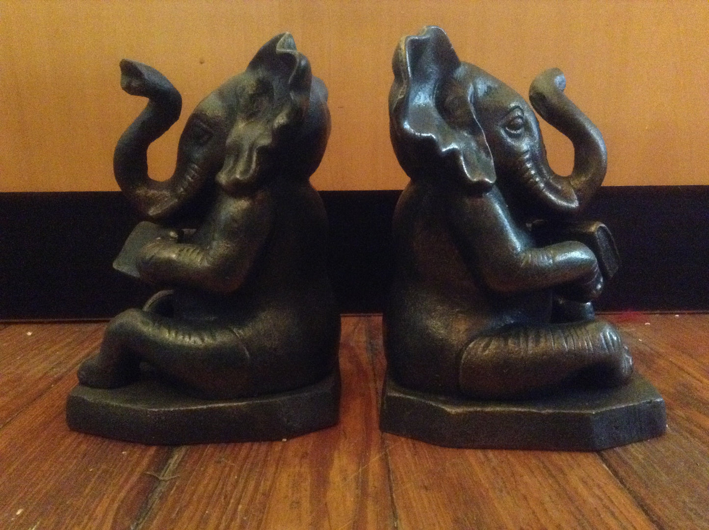 Bookends - Cast Iron Pair Heavy Elephant-Jantiques LLC.