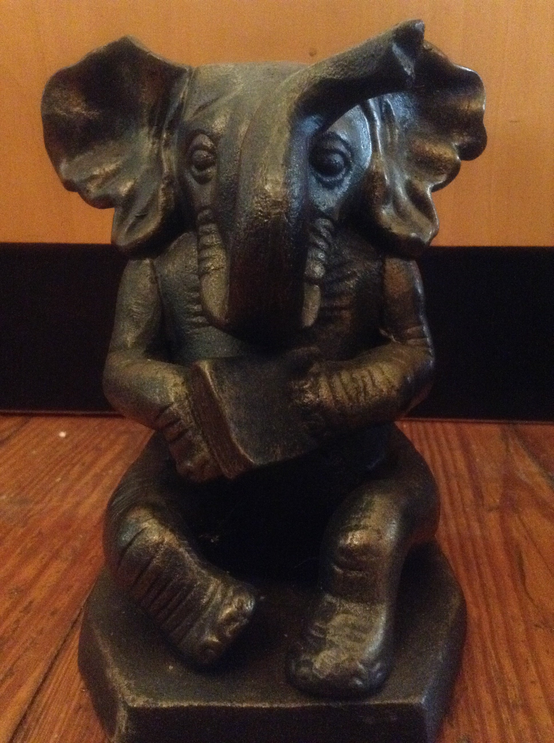 Bookends - Cast Iron Pair Heavy Elephant-Jantiques LLC.