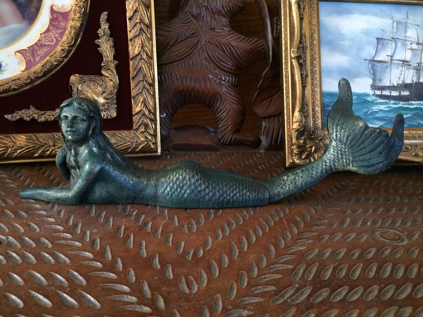 Cast Iron Mermaid - Laying Front-Jantiques LLC.