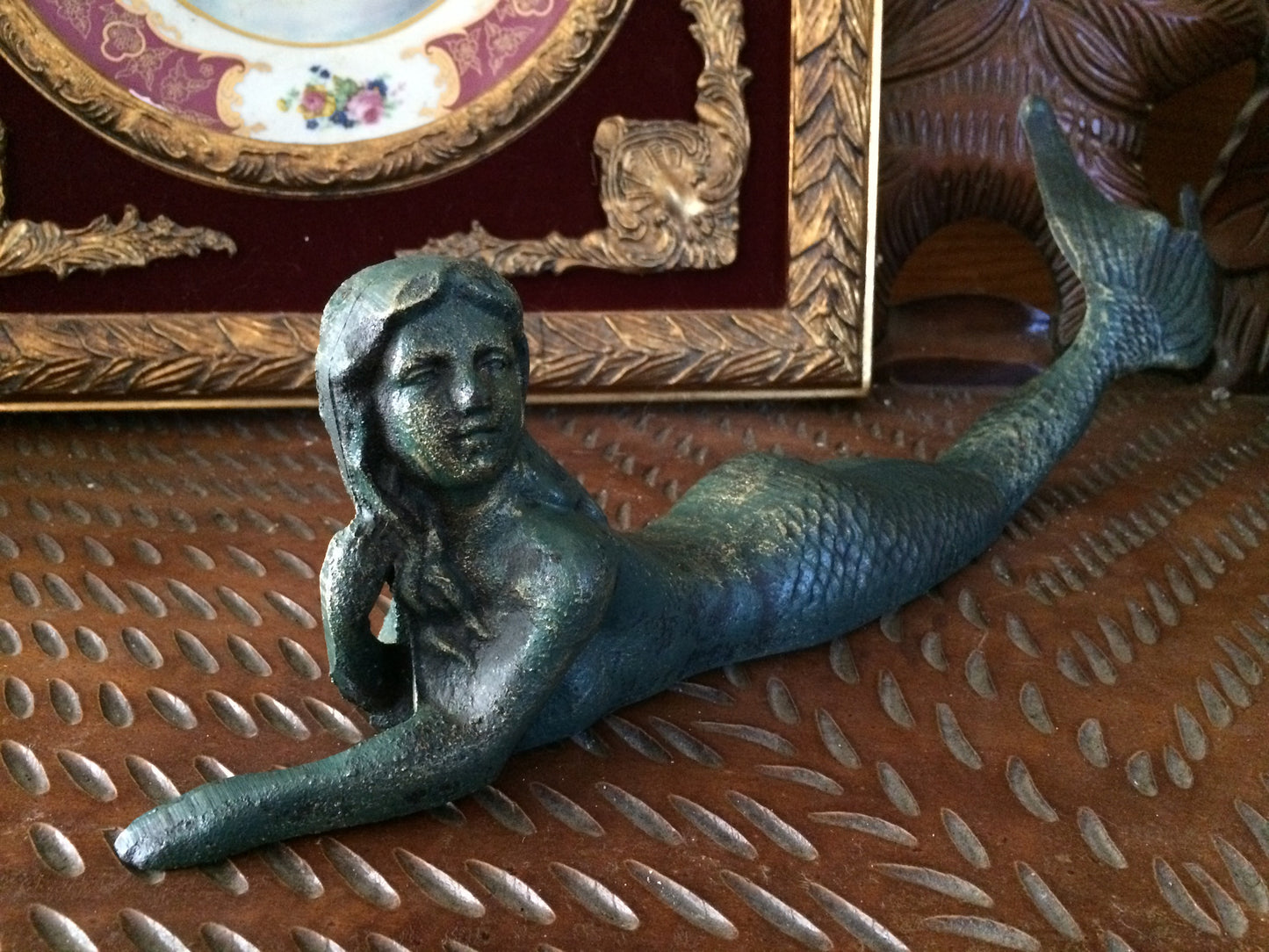 Cast Iron Mermaid - Laying Front-Jantiques LLC.