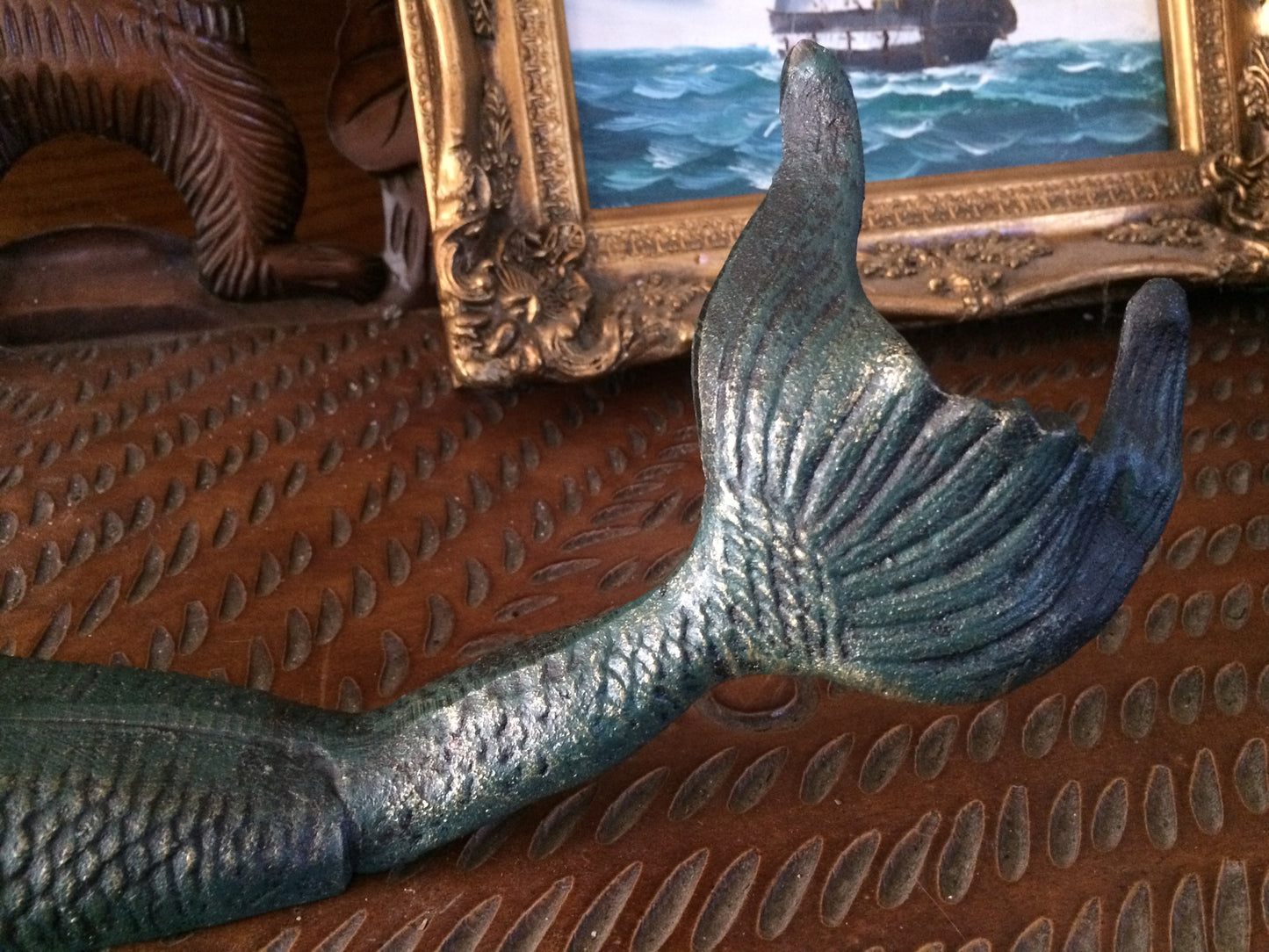 Cast Iron Mermaid - Laying Front-Jantiques LLC.