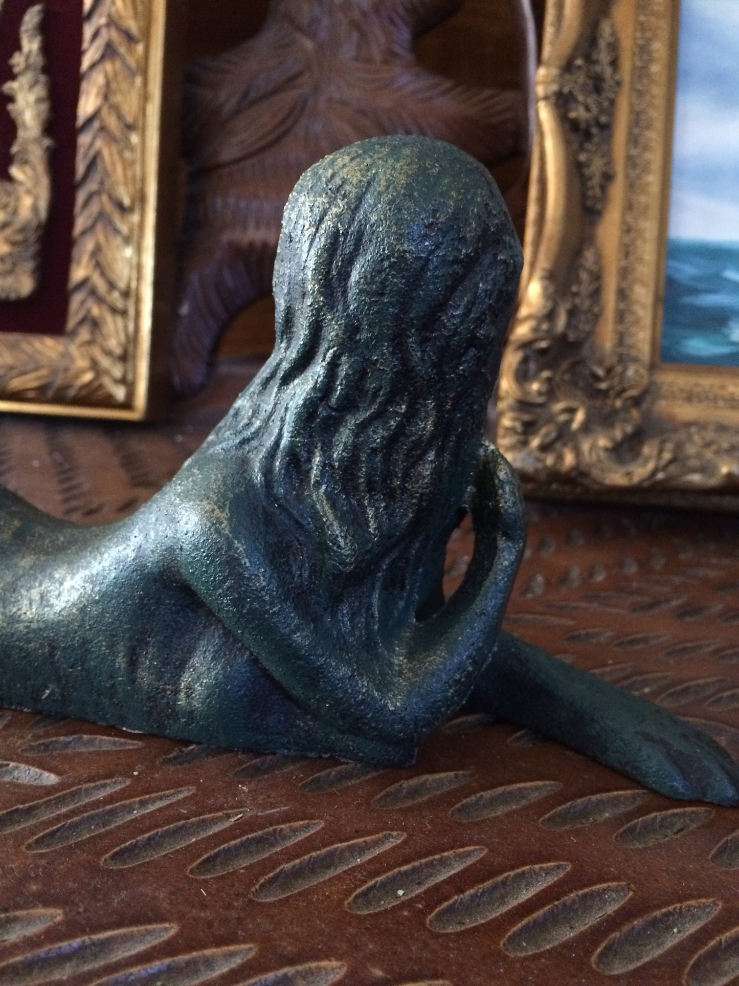 Cast Iron Mermaid - Laying Front-Jantiques LLC.