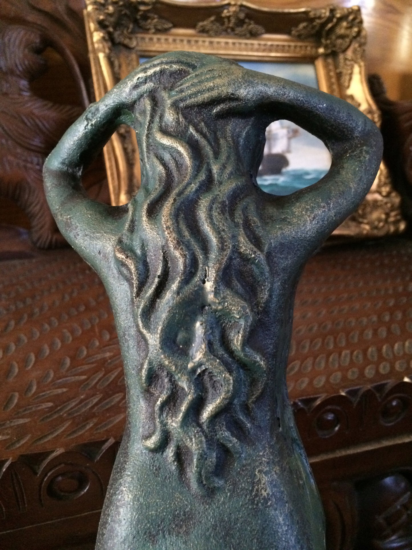 Iron Cast Statue - Mermaid Sitting Decor-Jantiques LLC.