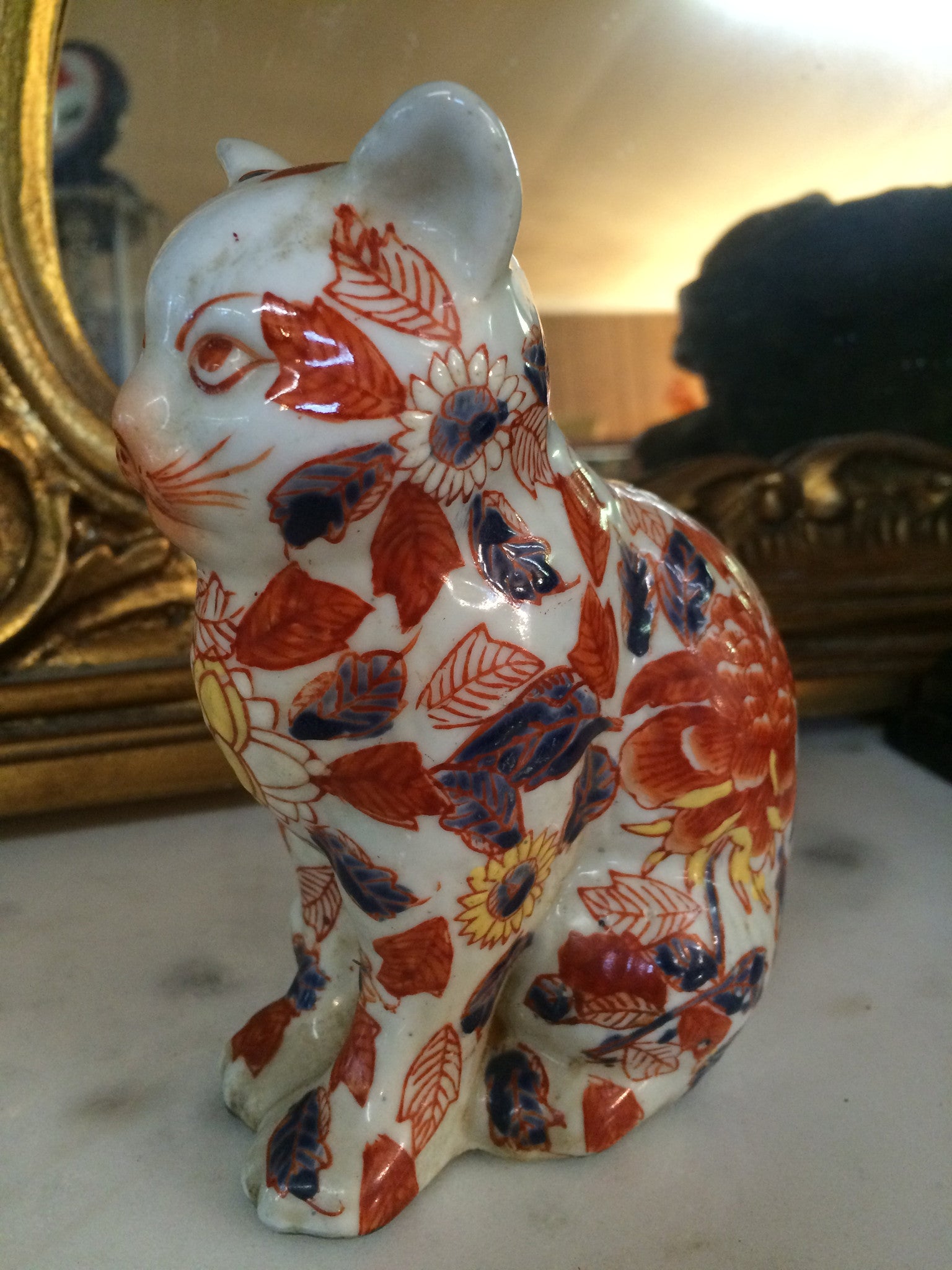 Porcelain Figurine - Imari Cat-Jantiques LLC.