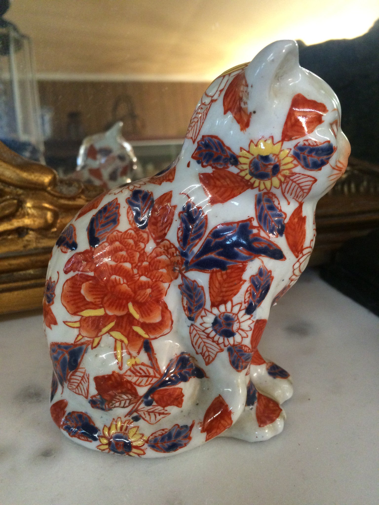 Porcelain Figurine - Imari Cat-Jantiques LLC.