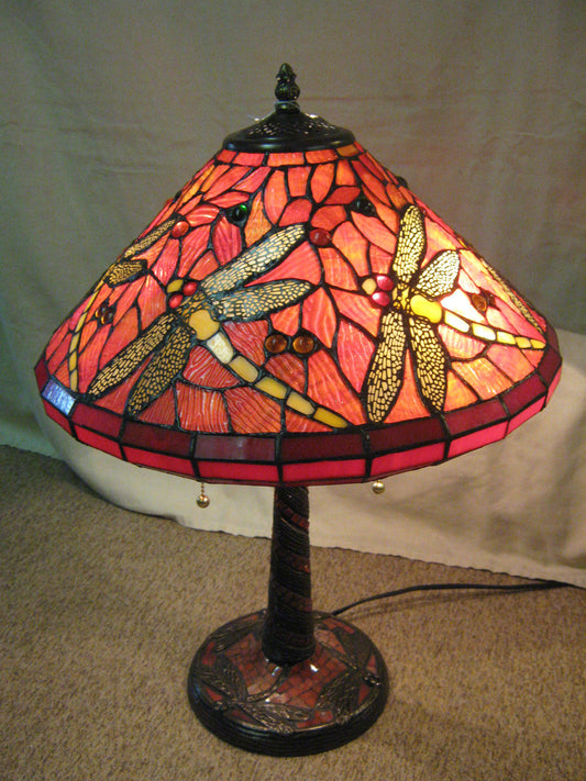 Tiffany Style Stained Glass Dragonfly Lamp-Jantiques LLC.