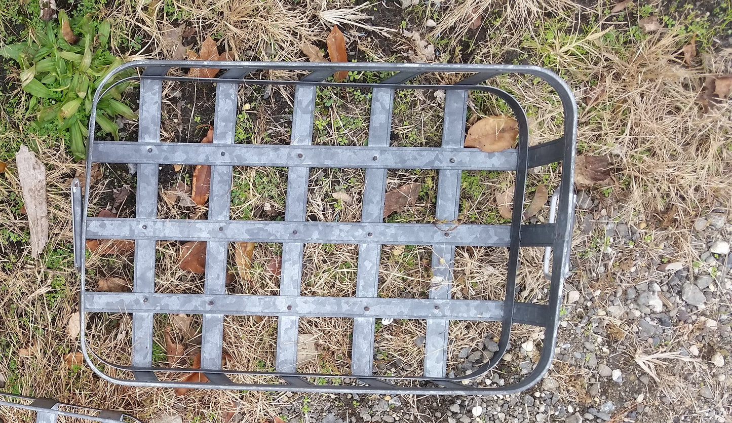 Metal Tin - Large Galvanized Metal Rectangular Basket with Handles-Jantiques LLC.