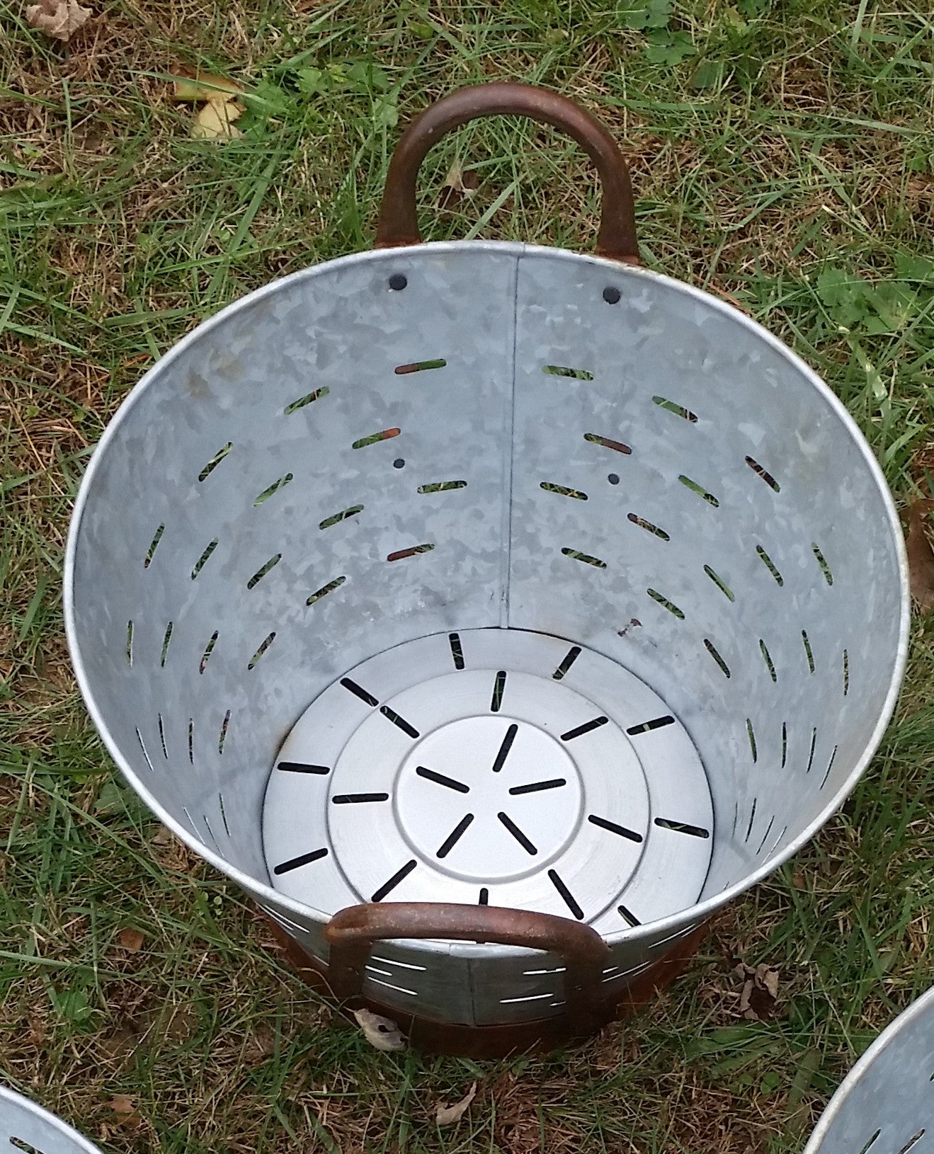 Metal Tin - Medium Galvanized Metal Olive Bucket with Handles-Jantiques LLC.