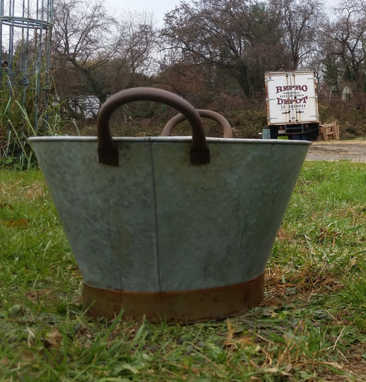 Metal Tin - Small Galvanized Metal Bucket with Handles-Jantiques LLC.