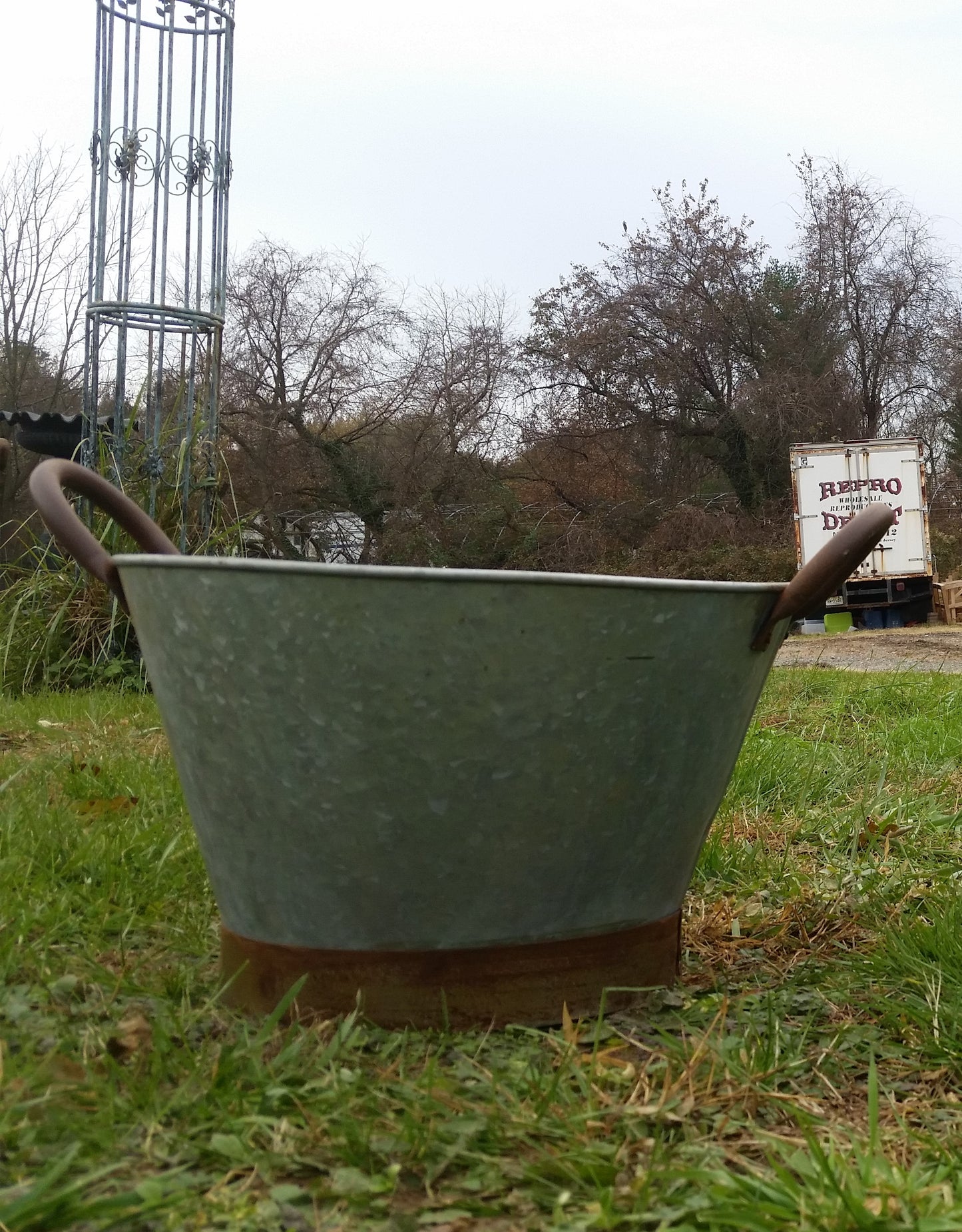 Metal Tin - Small Galvanized Metal Bucket with Handles-Jantiques LLC.