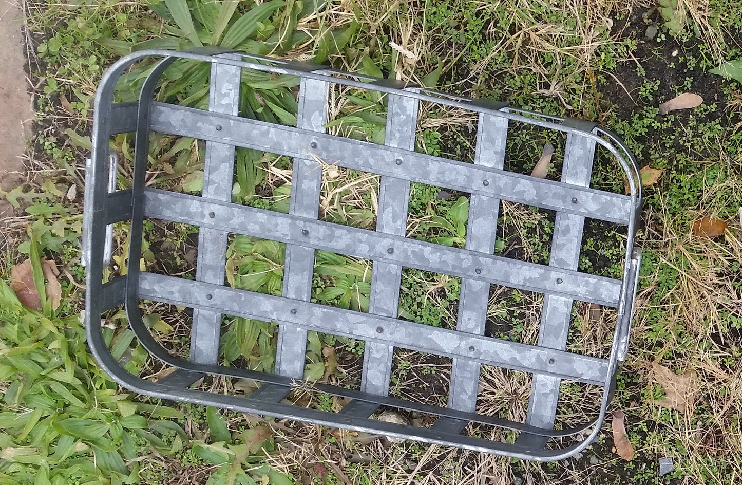 Metal Tin - Small Galvanized Metal Rectangular Basket with Handles-Jantiques LLC.