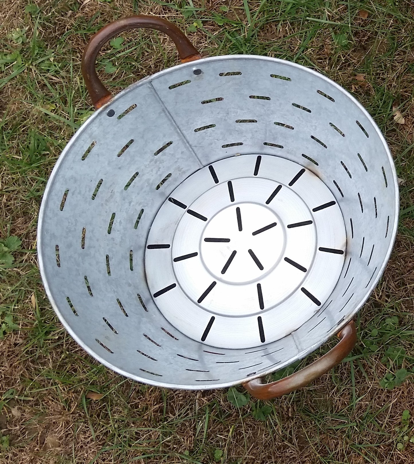 Metal Tin - Small Galvanized Metal Olive Bucket with Handles-Jantiques LLC.